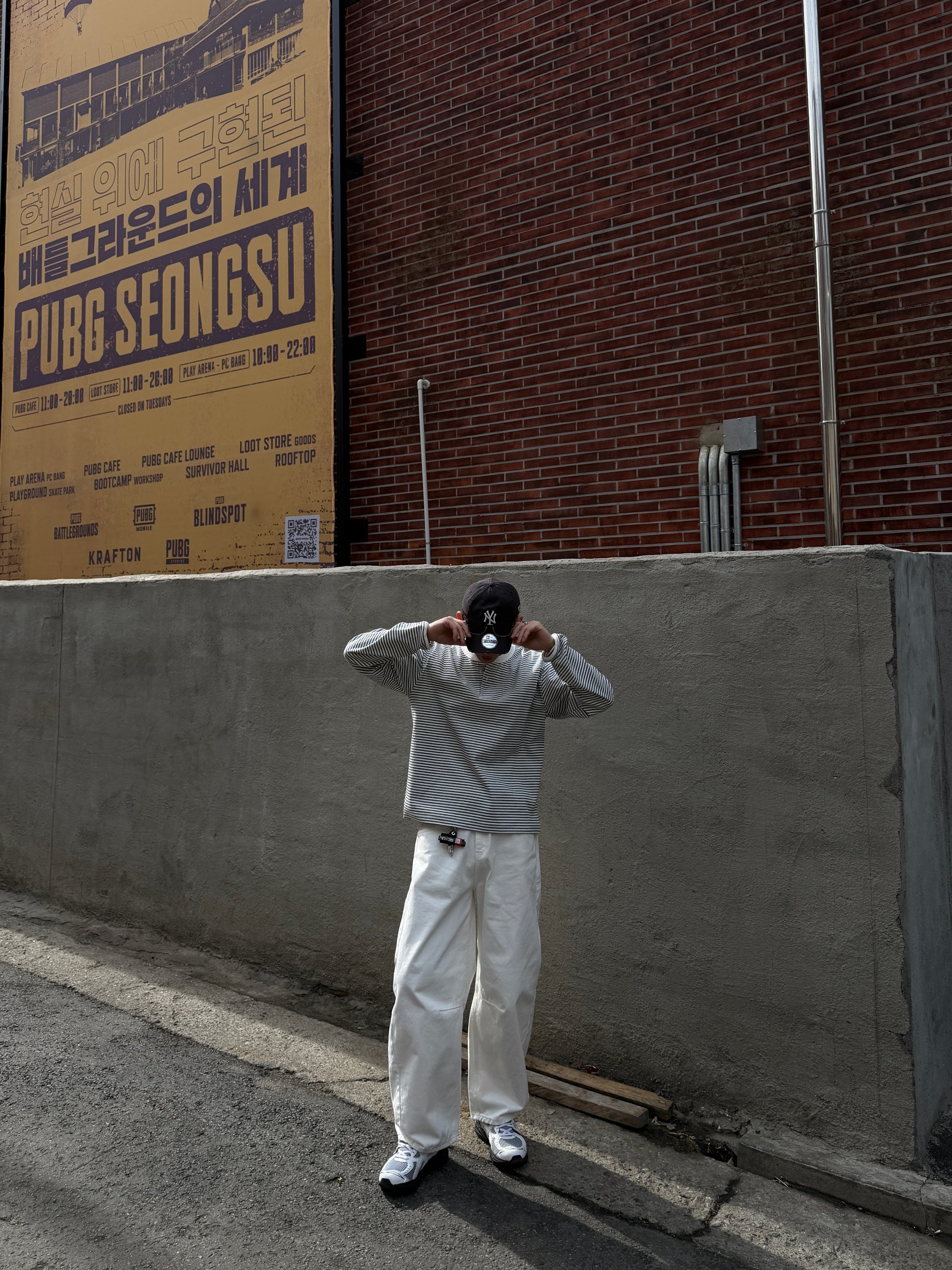 韓系亨利領條紋上衣