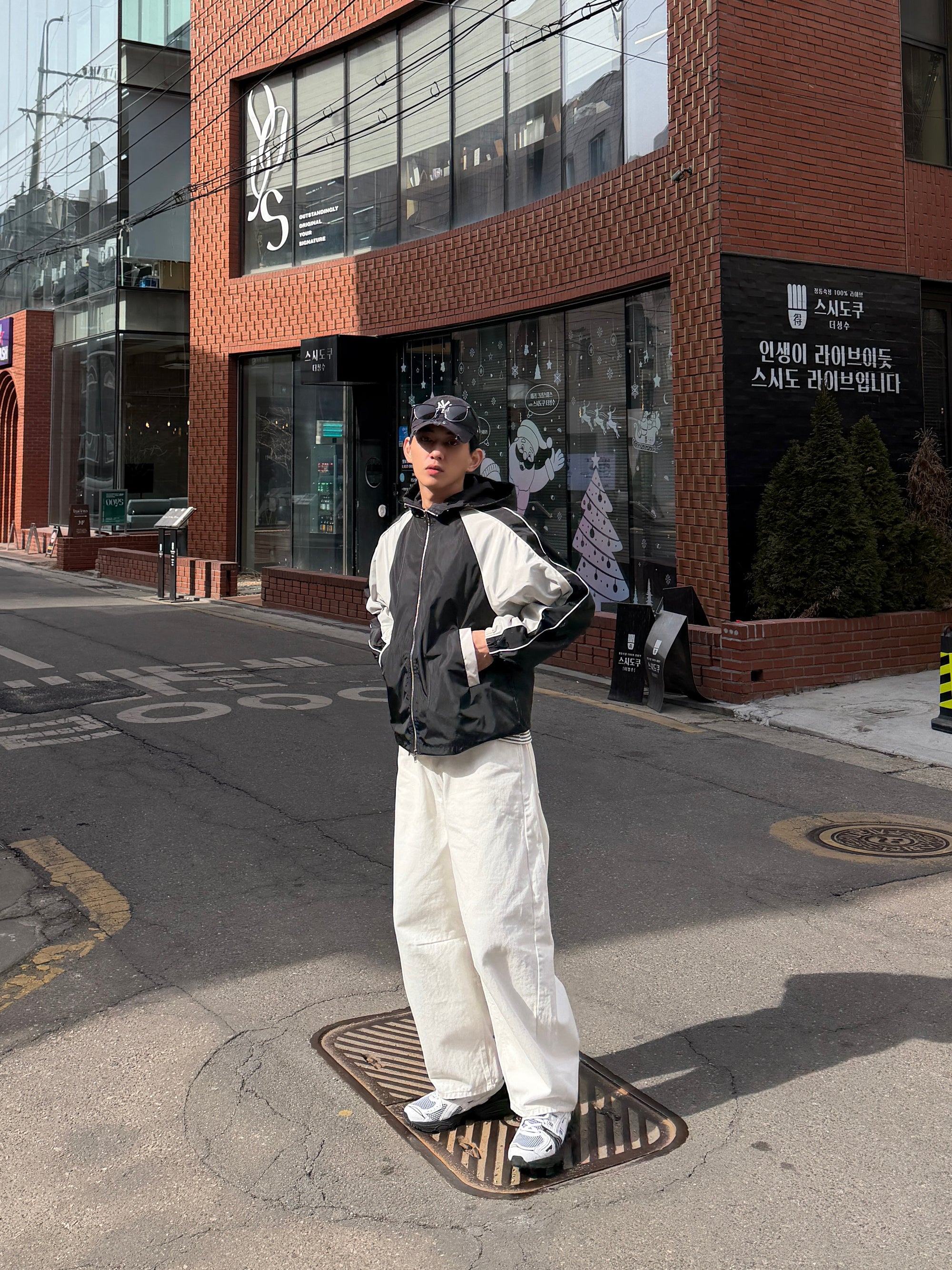 拚色防潑水風衣外套