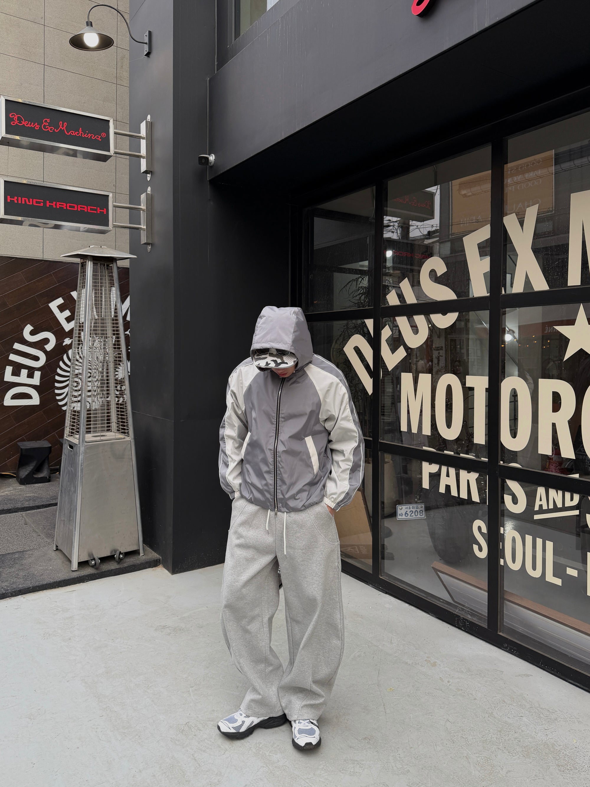 拚色防潑水風衣外套