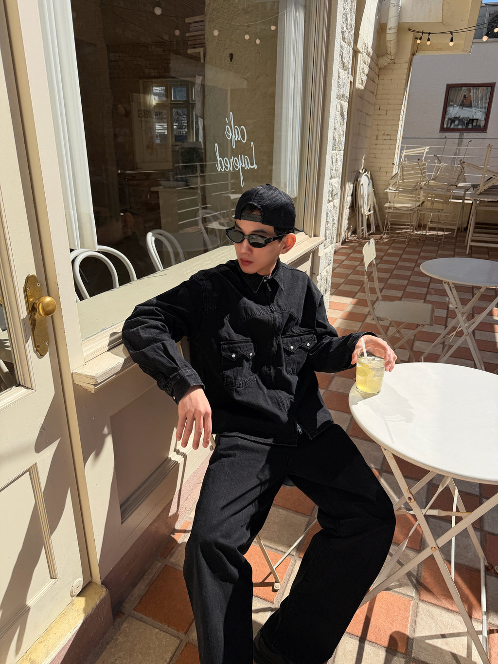 水洗雙拉鍊牛仔夾克