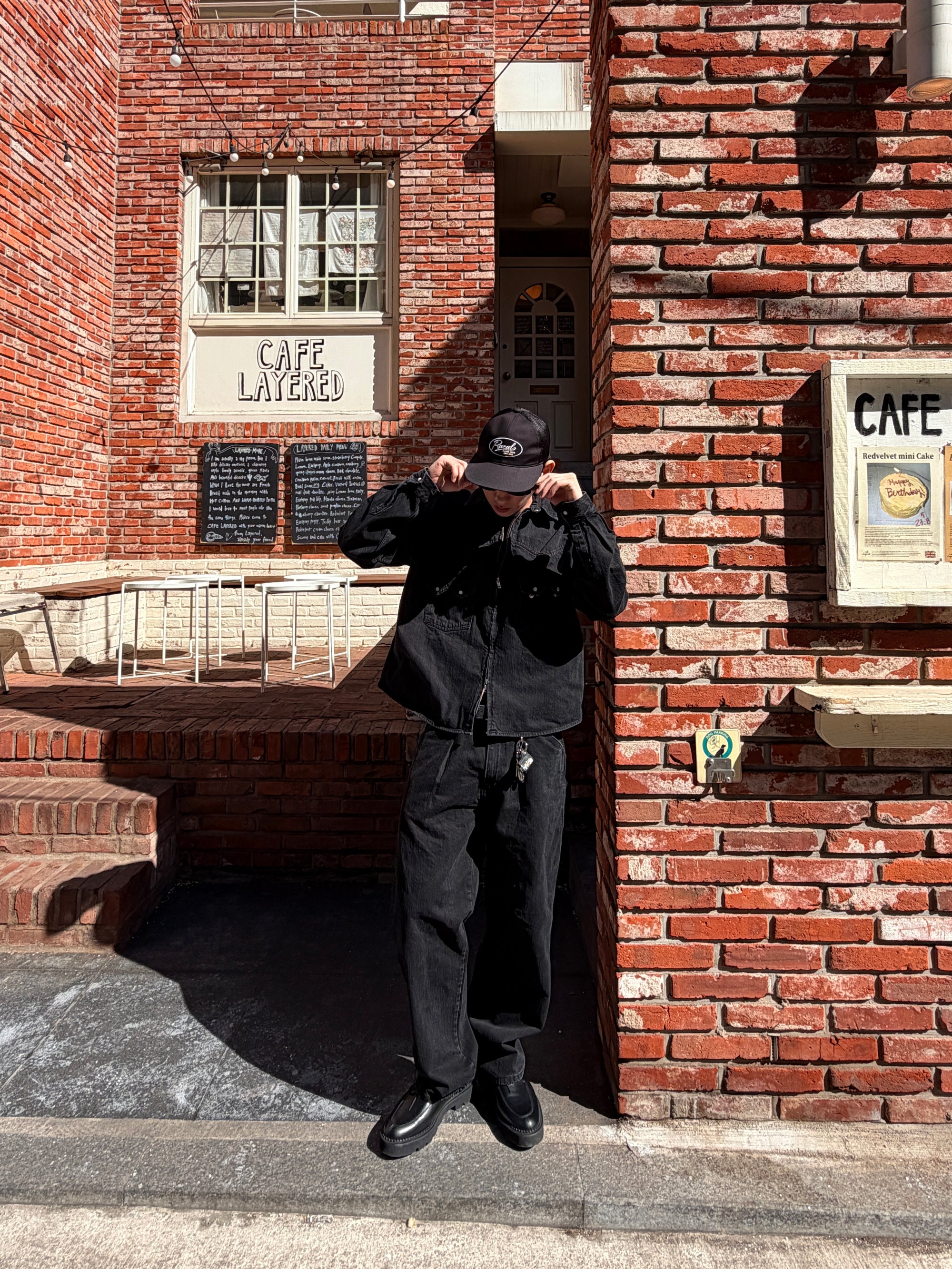 水洗雙拉鍊牛仔夾克