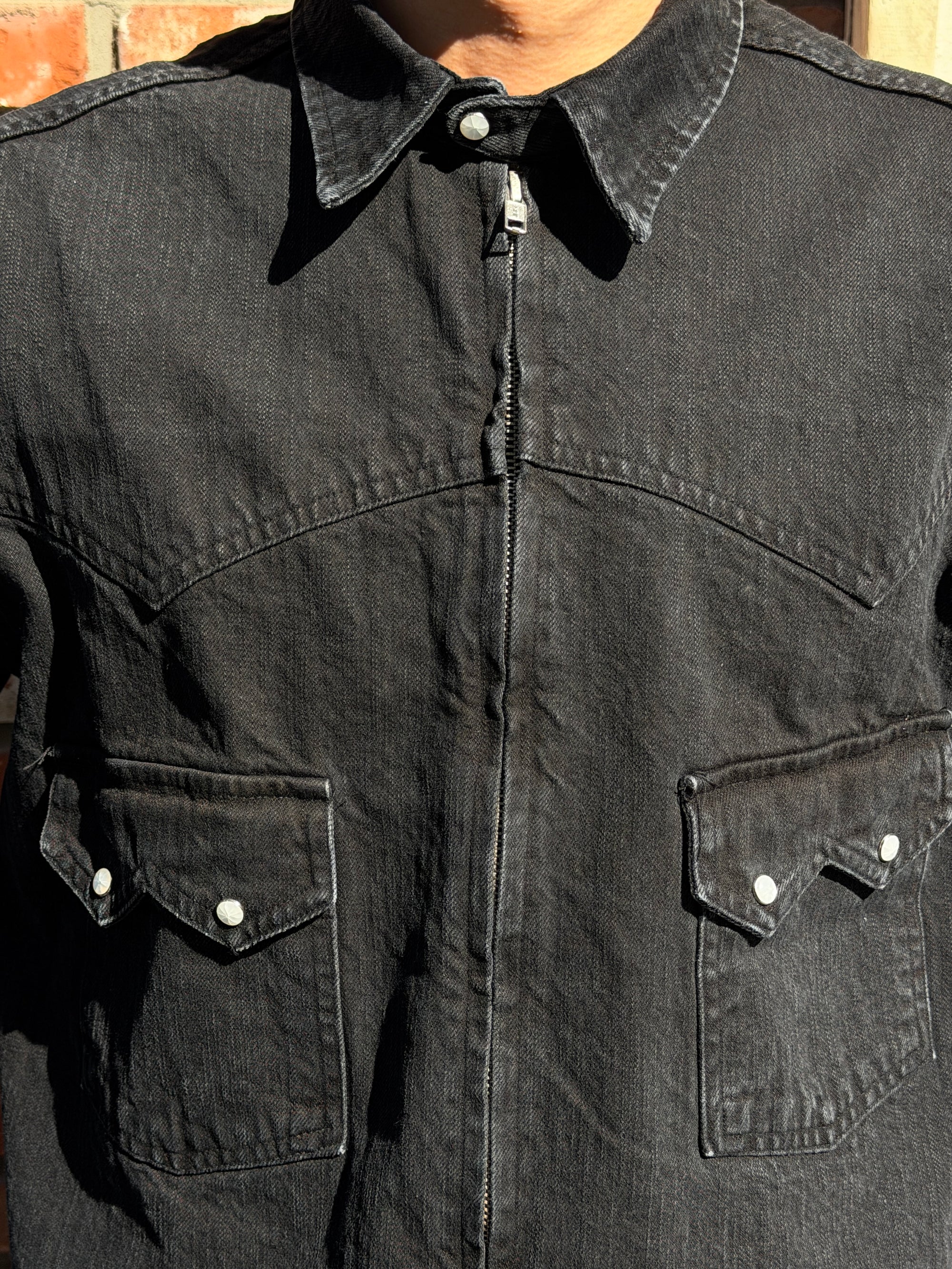 水洗雙拉鍊牛仔夾克