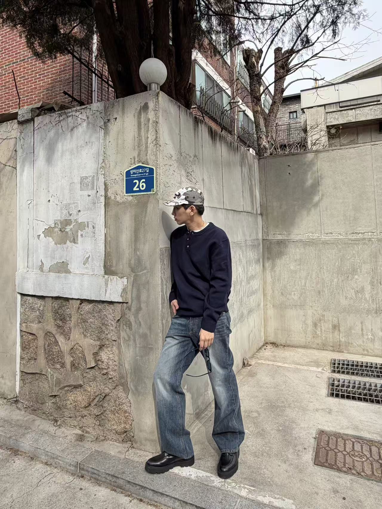 簡約亨利領針織長袖