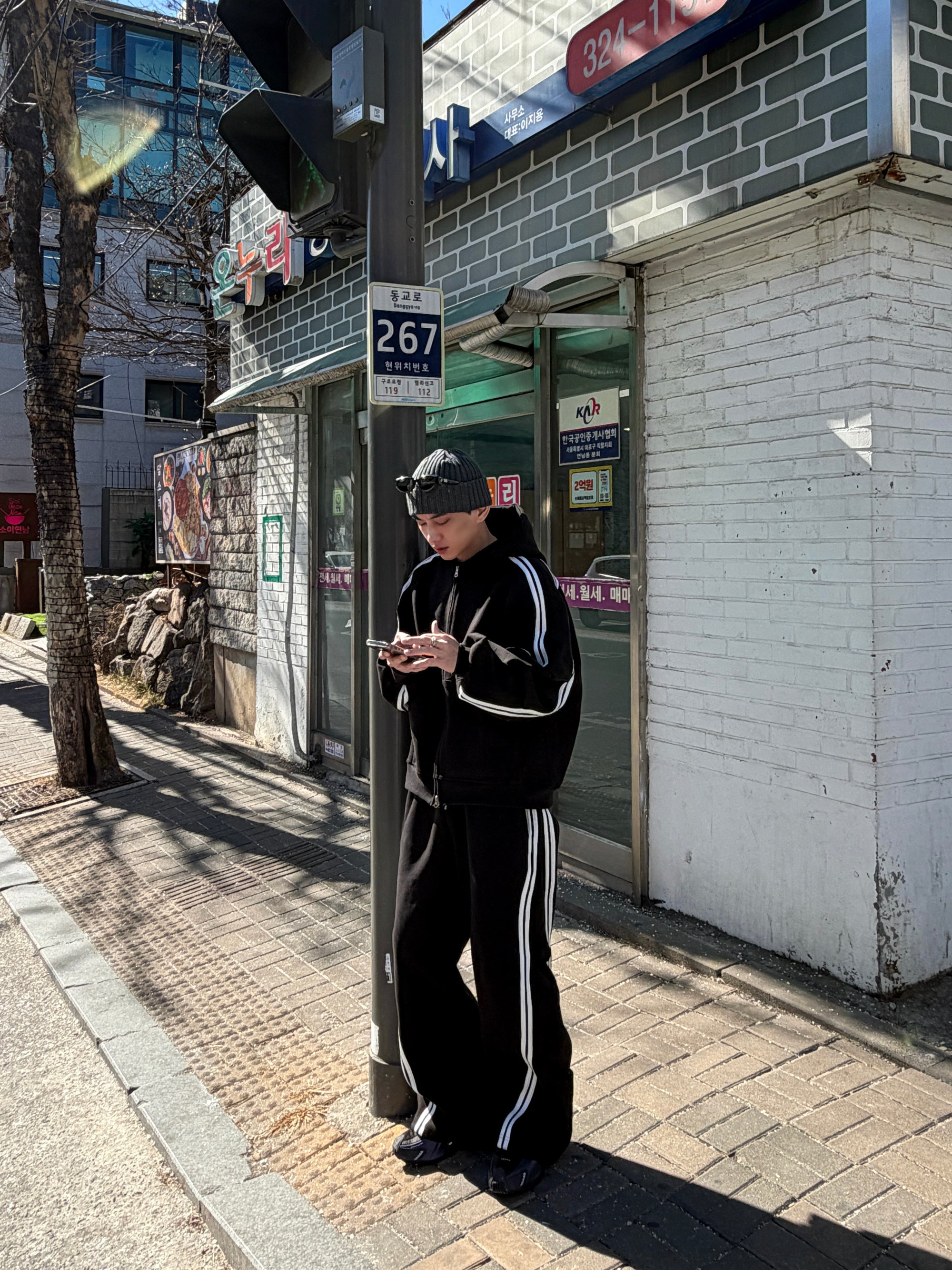 韓系滾邊運動連帽套裝