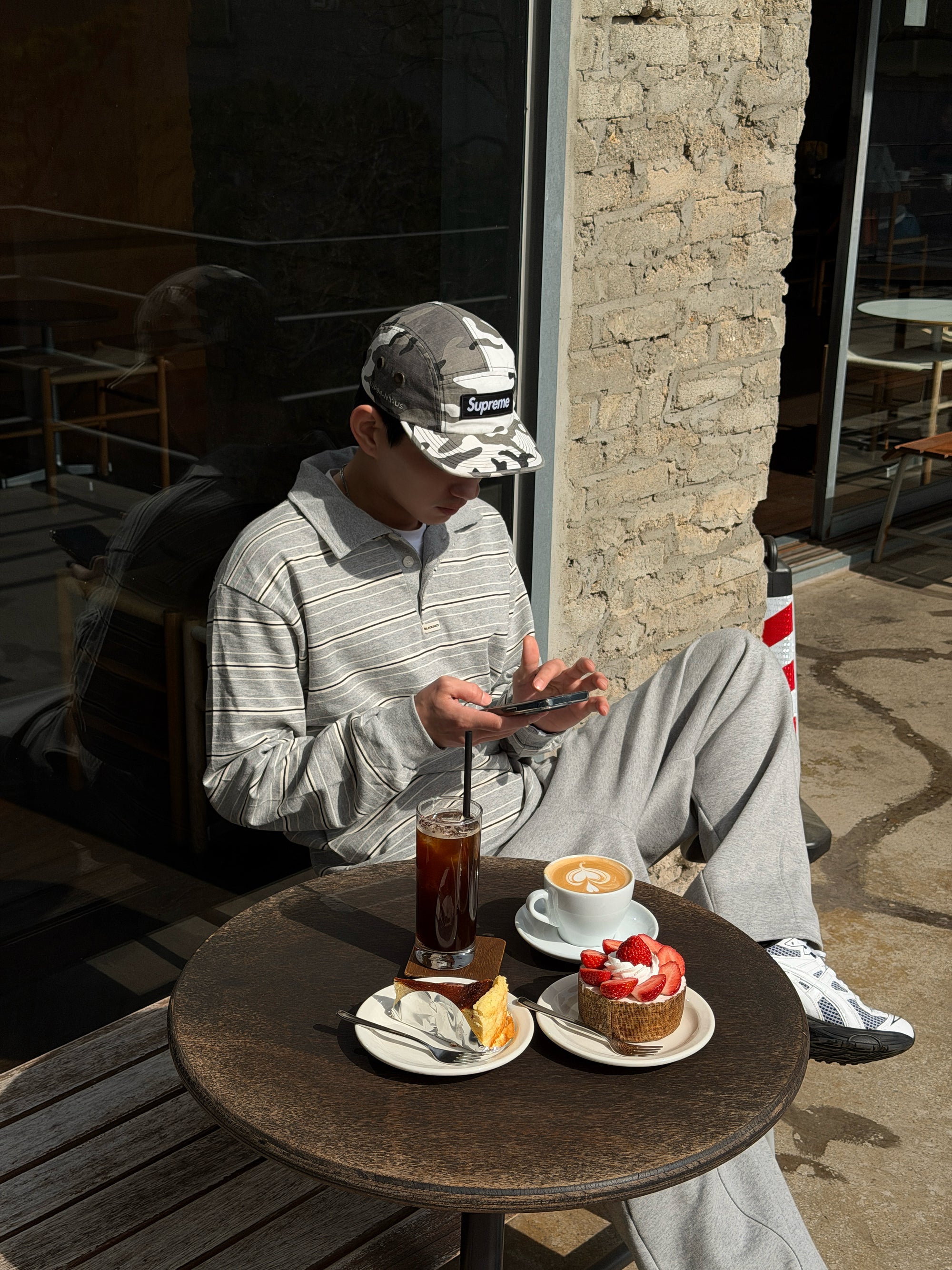 翻領條紋POLO衛衣