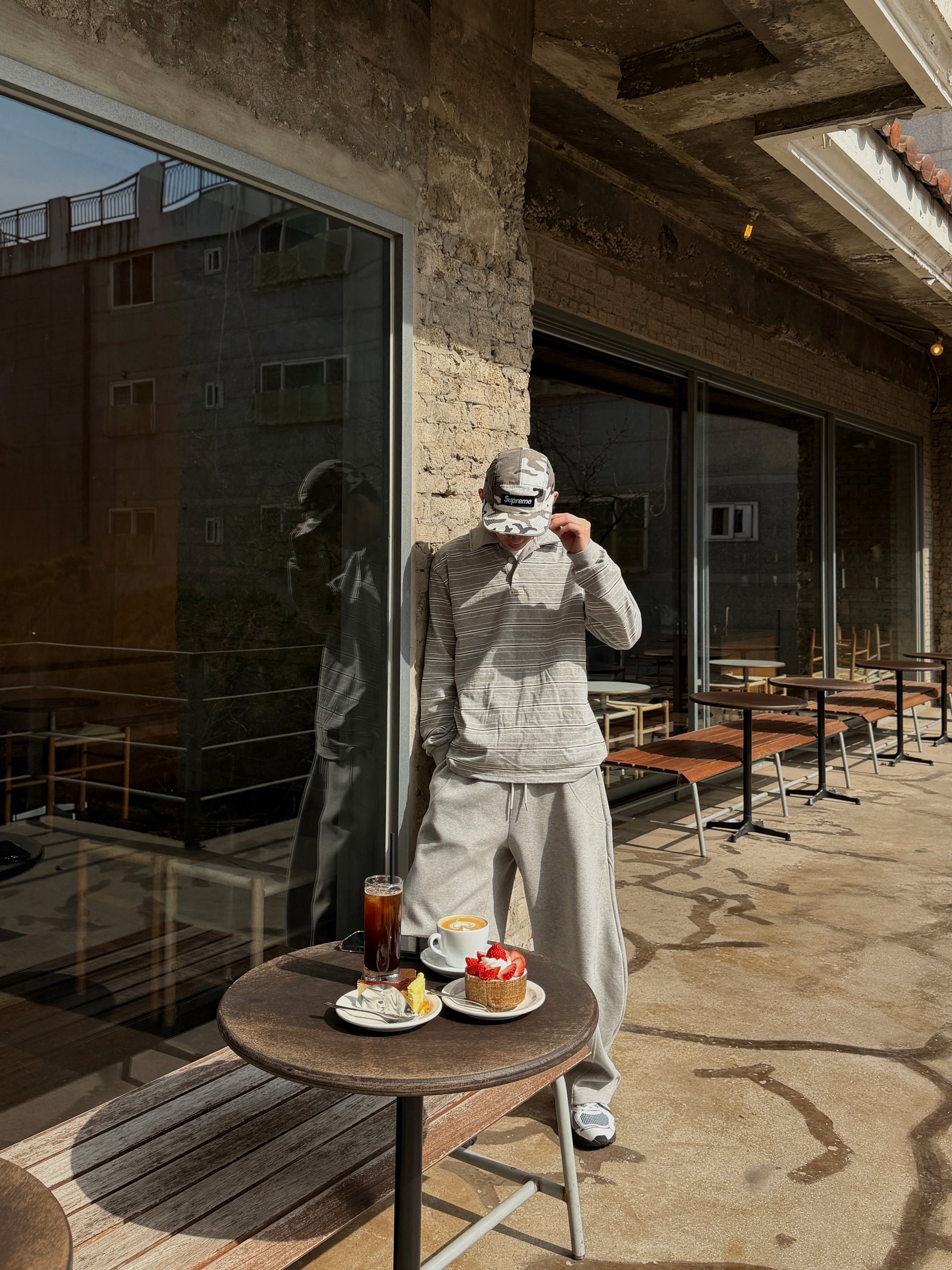 翻領條紋POLO衛衣