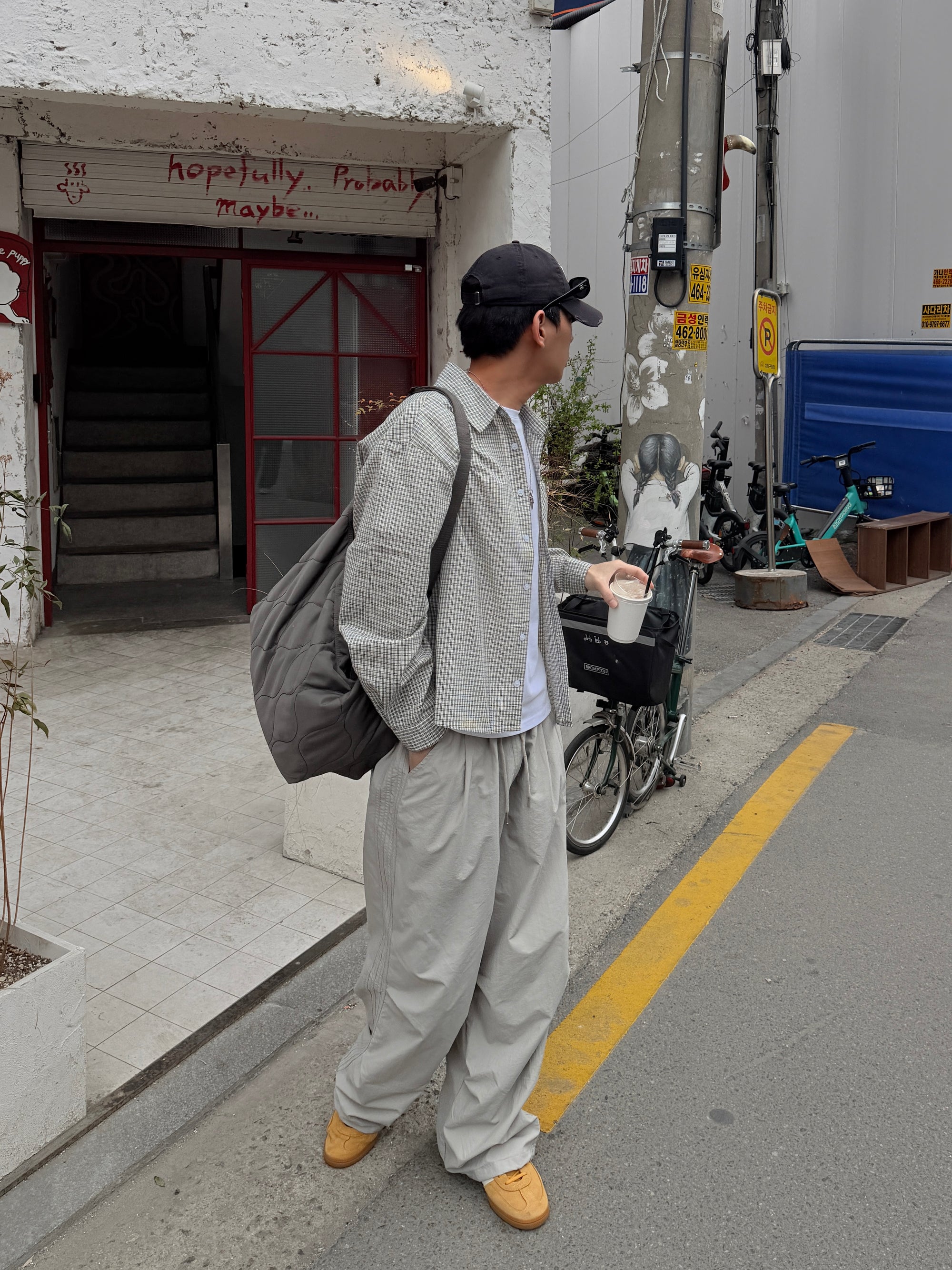 韓系奶油格紋襯衫