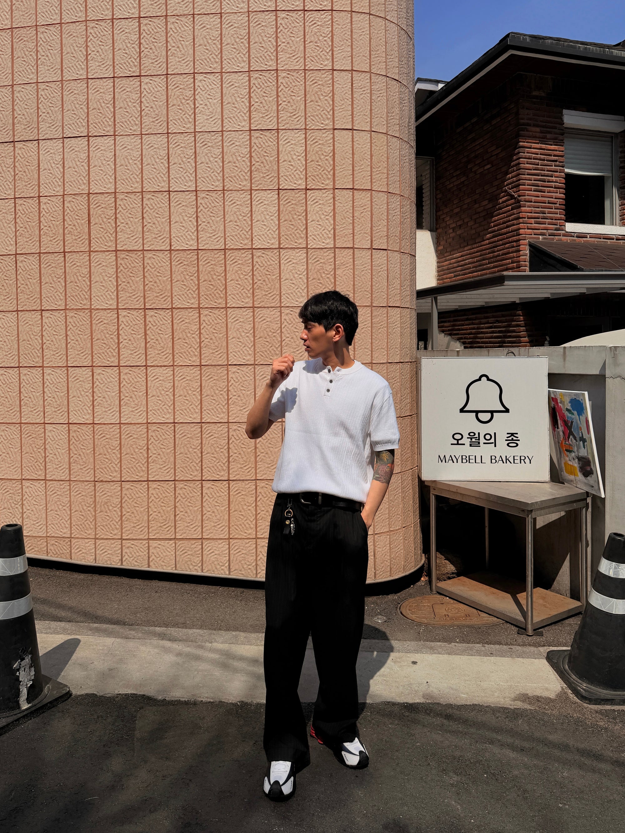 細紋亨利領針織短衣