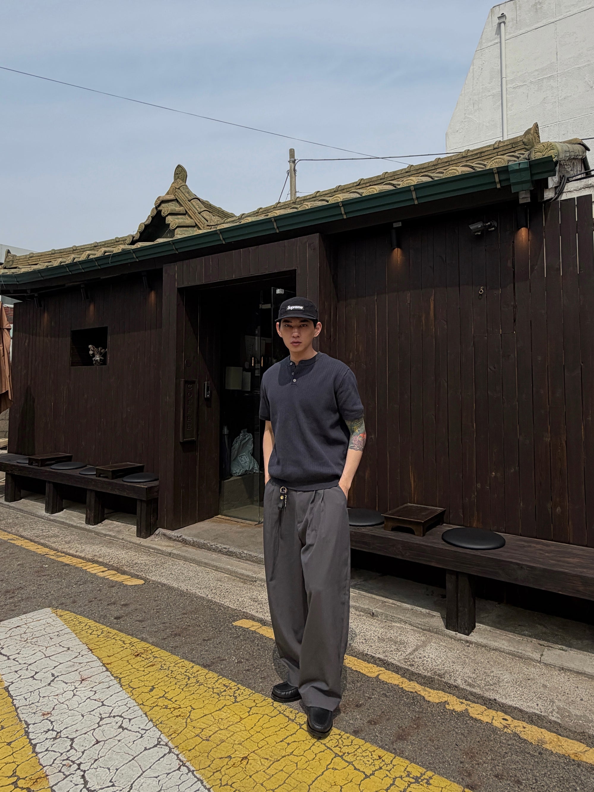 韓系極簡打摺西裝褲