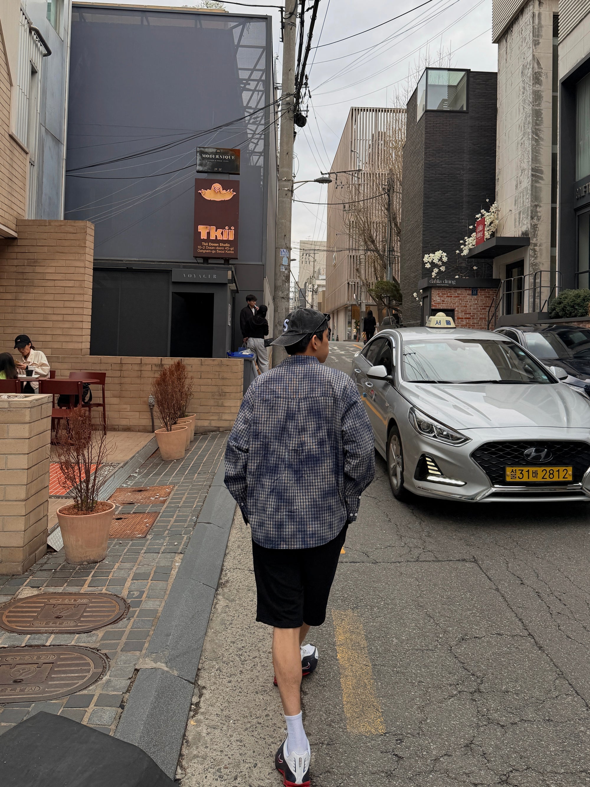 刷霧Oversize工裝格紋襯衫