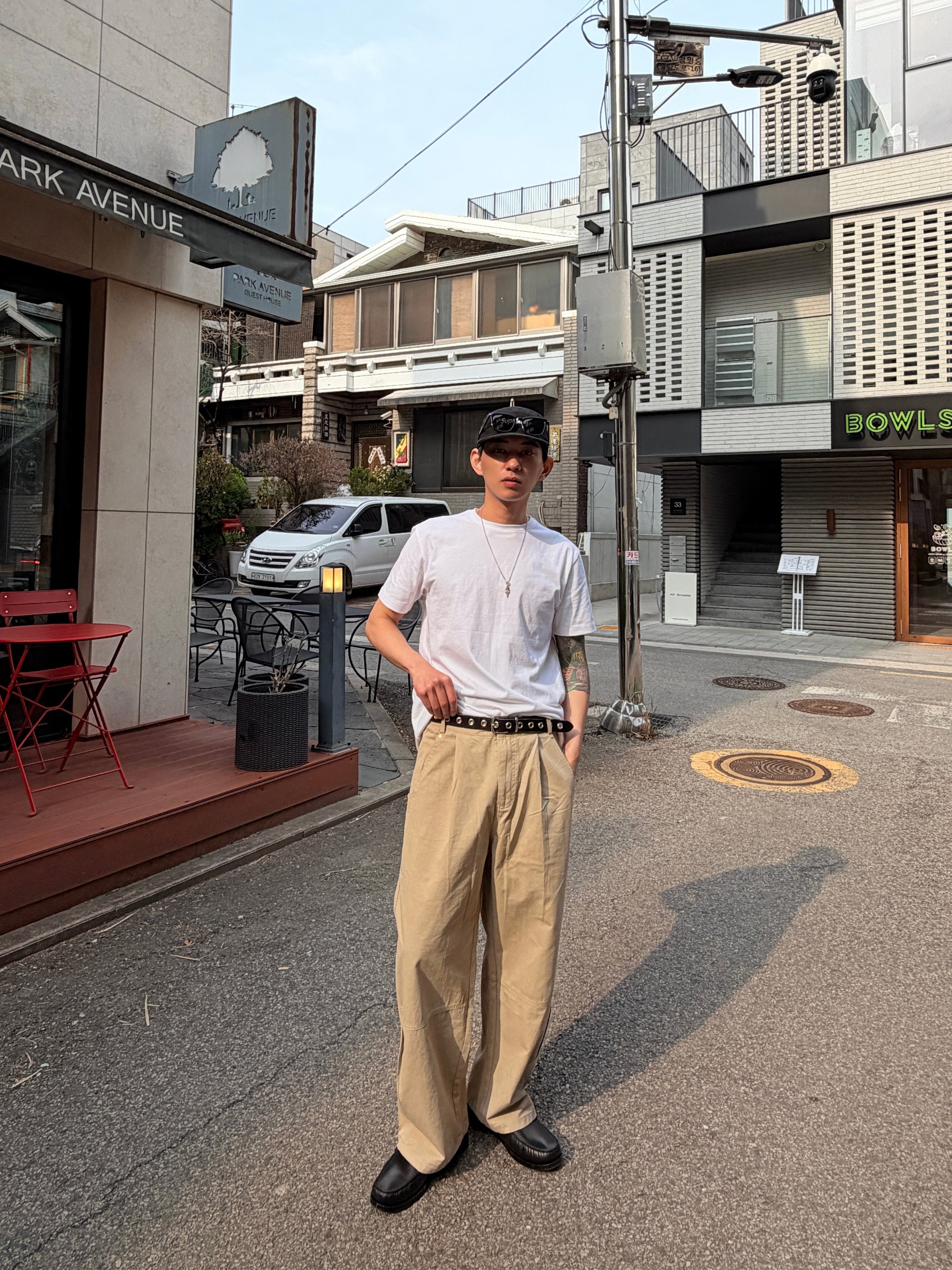 立體剪裁雙褶工裝褲