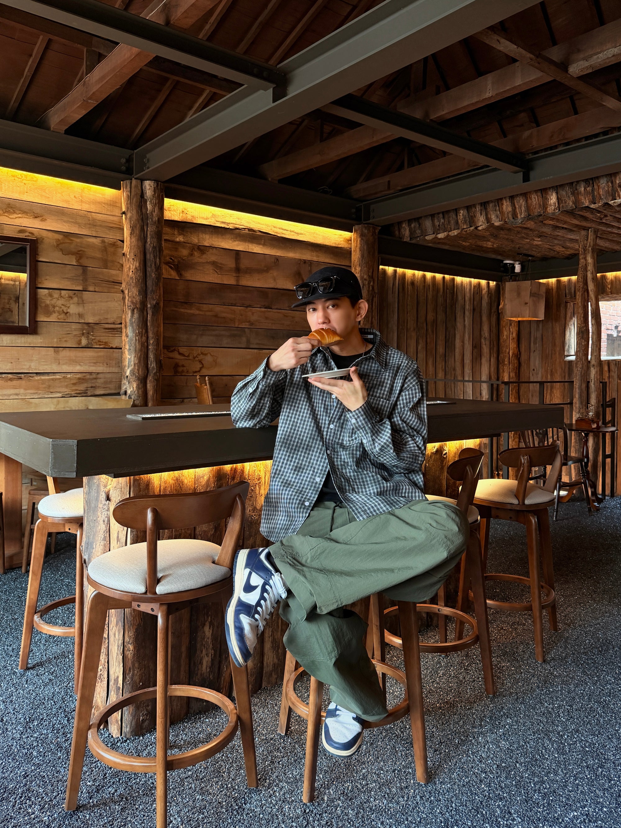 寬鬆彎刀尼龍工裝褲