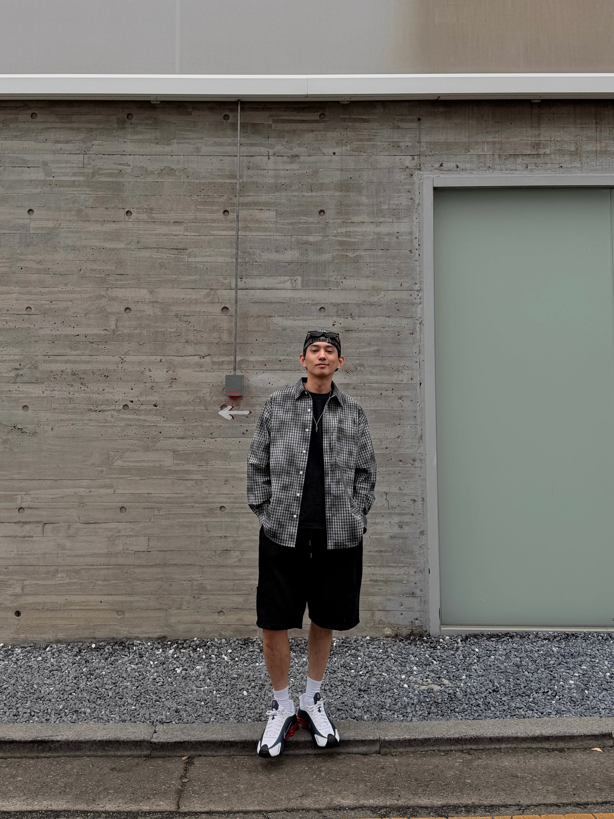 刷霧Oversize工裝格紋襯衫