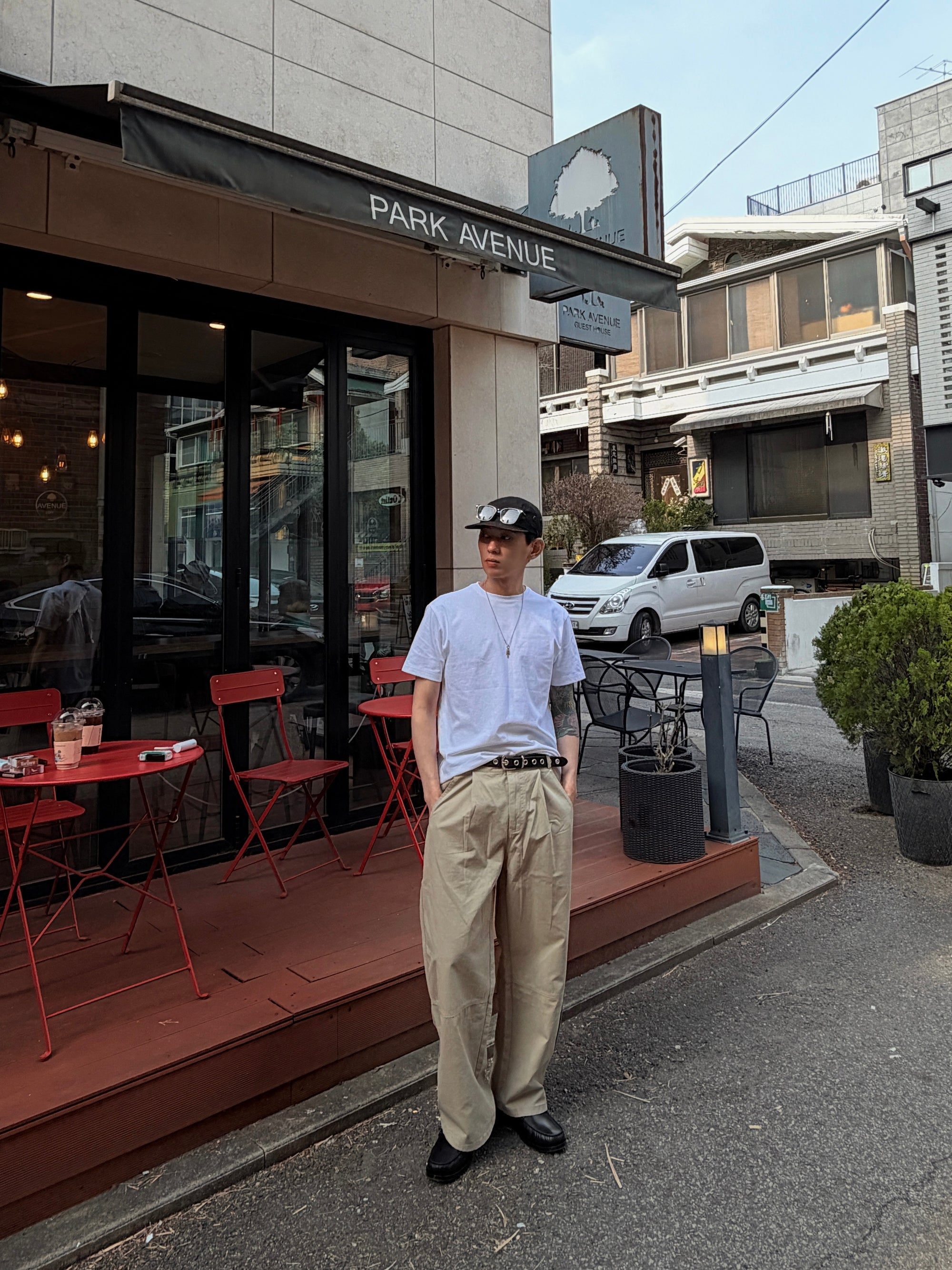 立體剪裁雙褶工裝褲