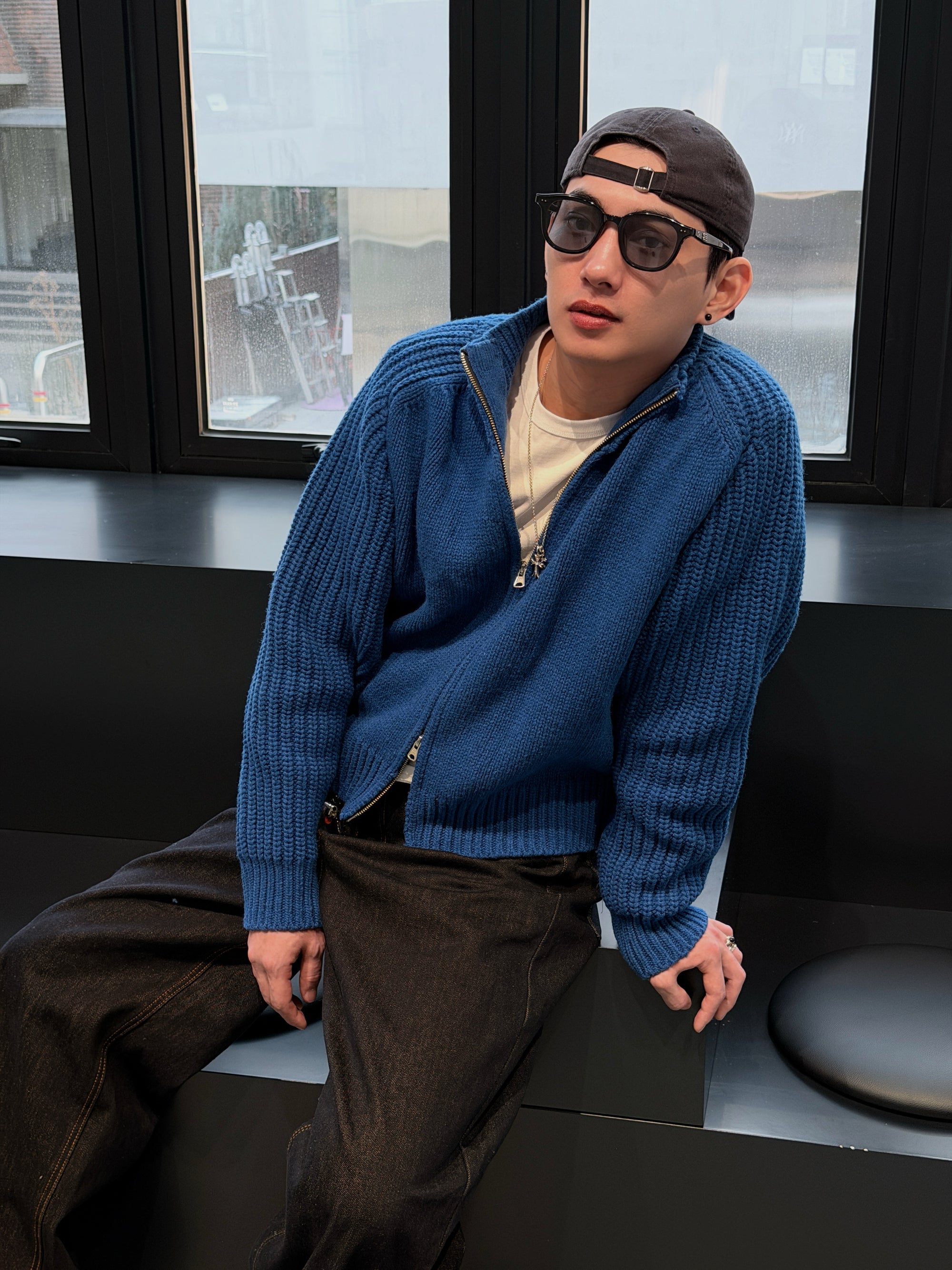 厚磅粗針織外套