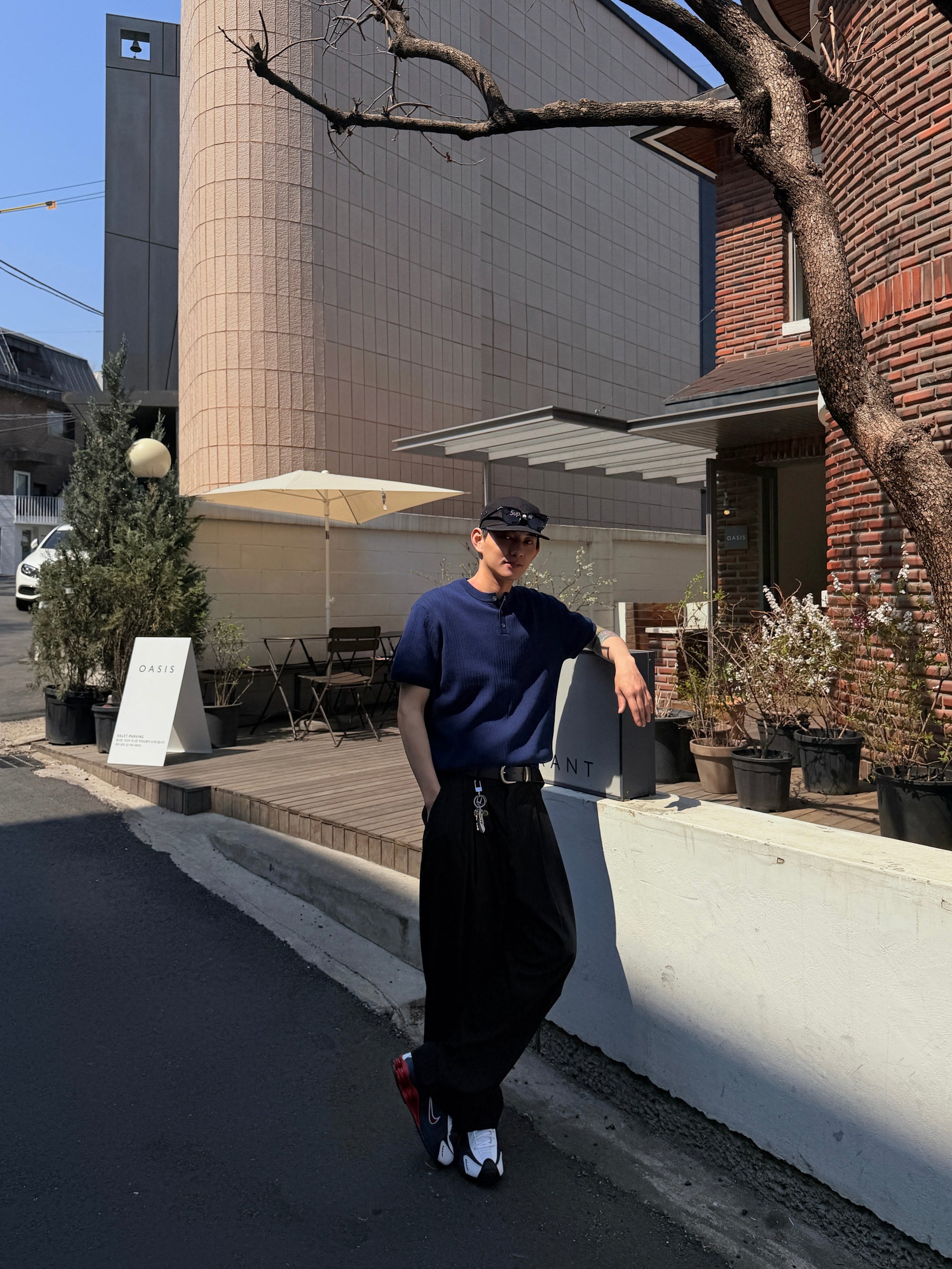 細紋亨利領針織短衣