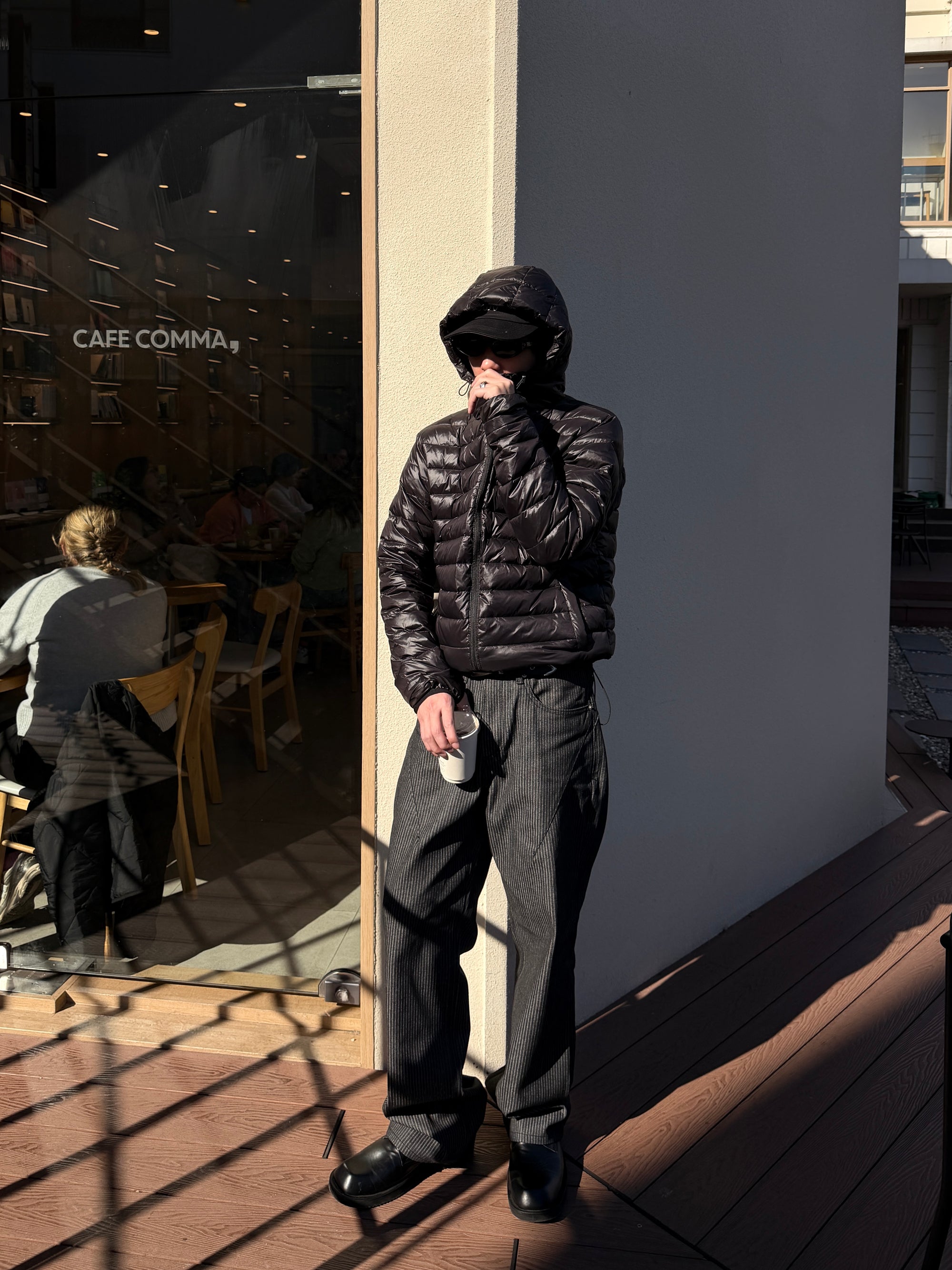 條紋單寧牛仔褲