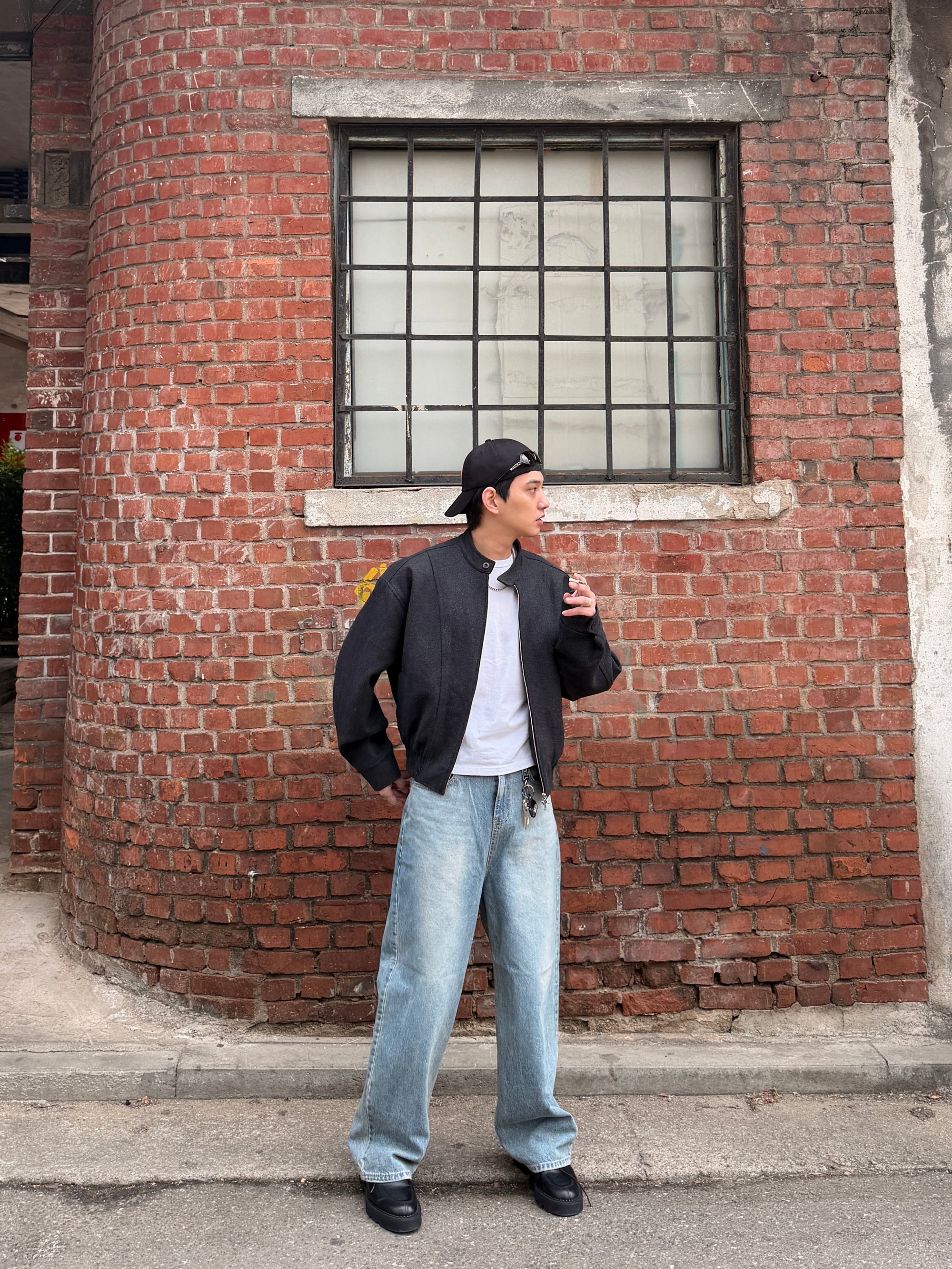 寬肩擴型立領夾克