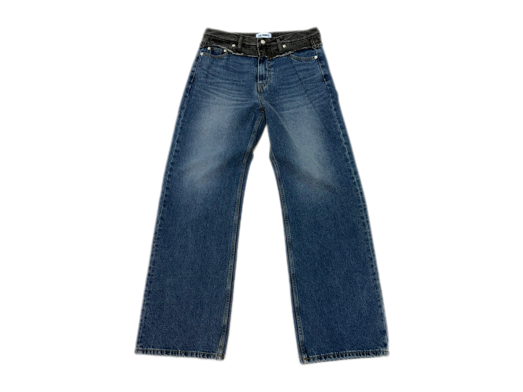 假兩件修身牛仔褲