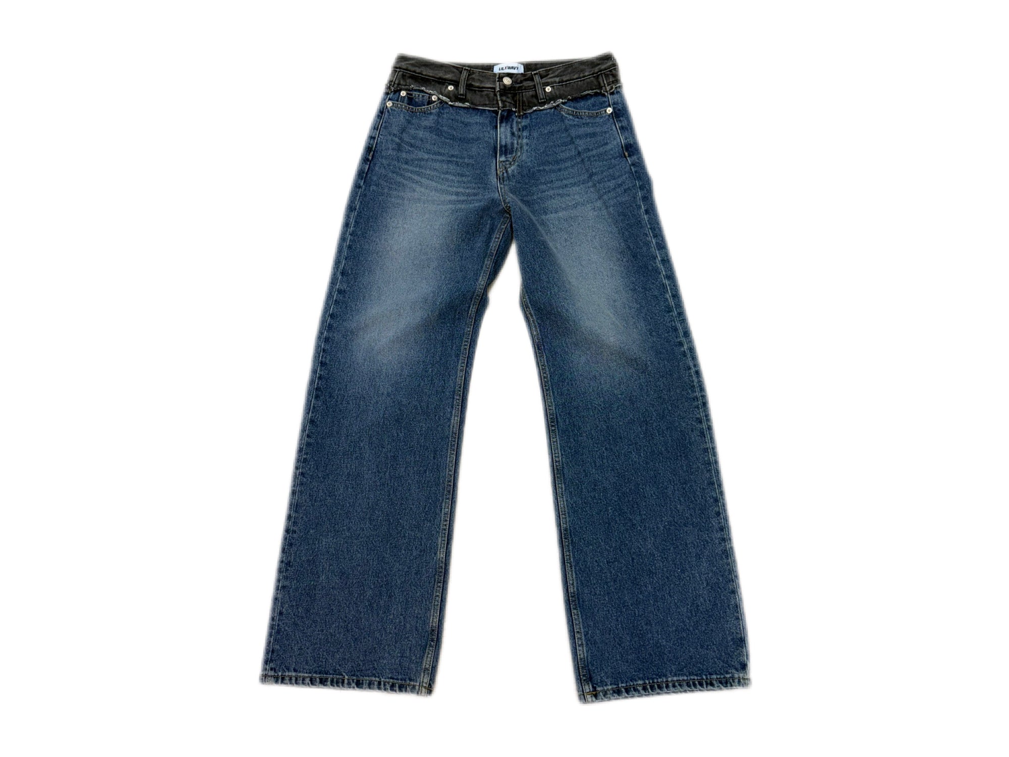 假兩件修身牛仔褲