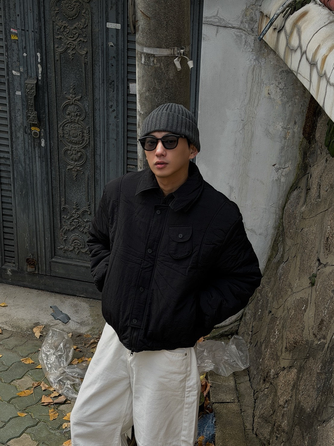 復古立領工裝棉夾克