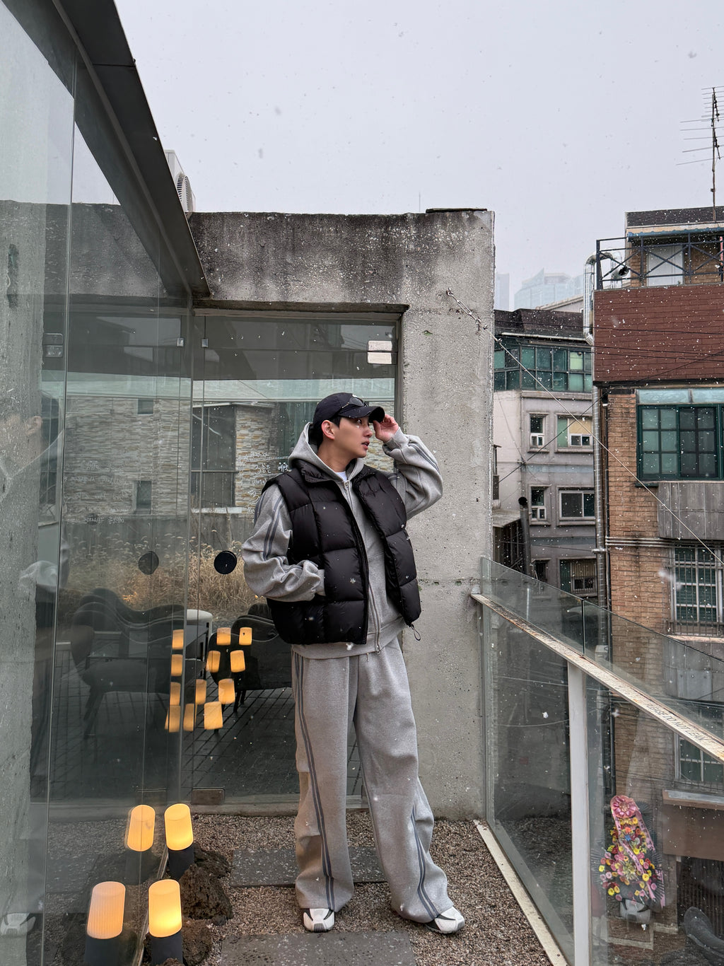 韓系寬鬆滾邊運動連帽套裝