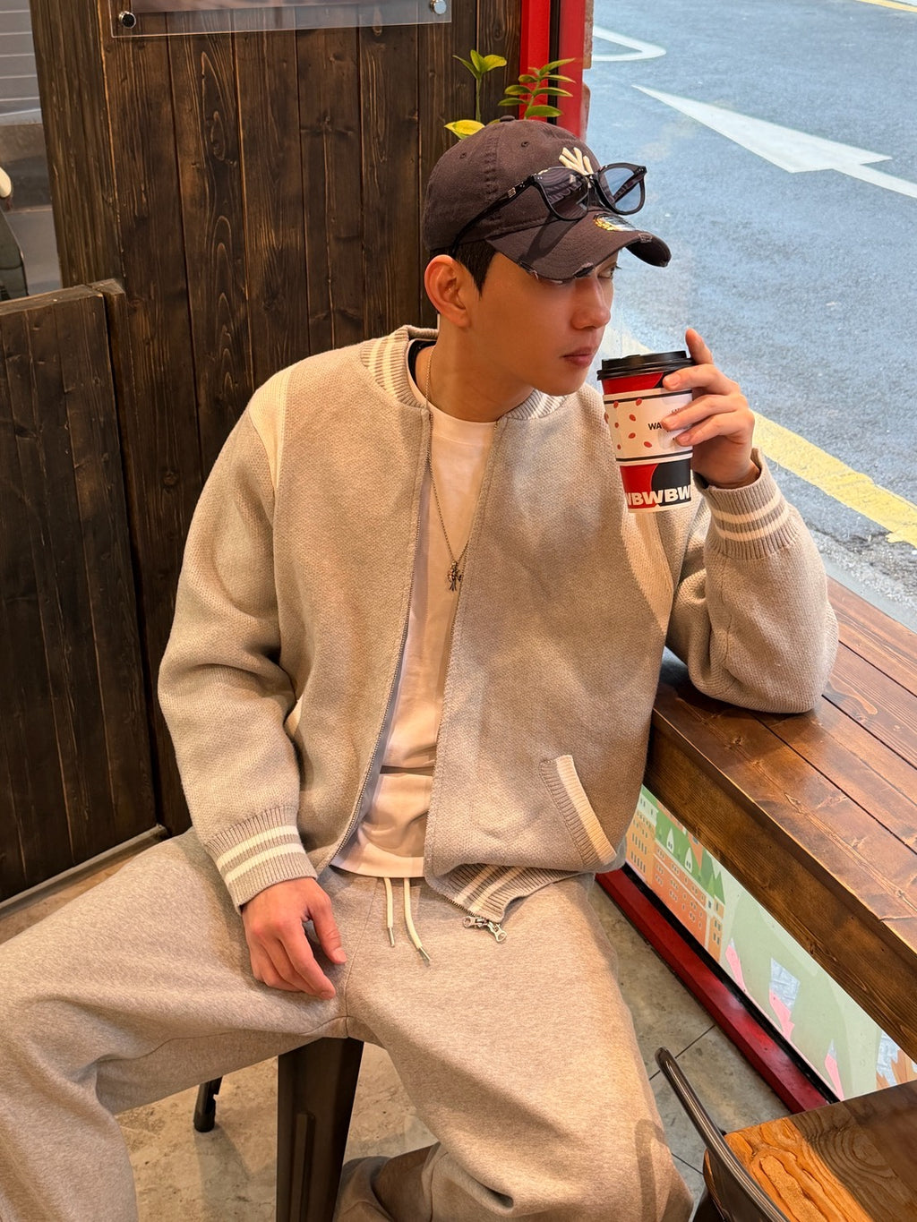 重磅棒球針織外套