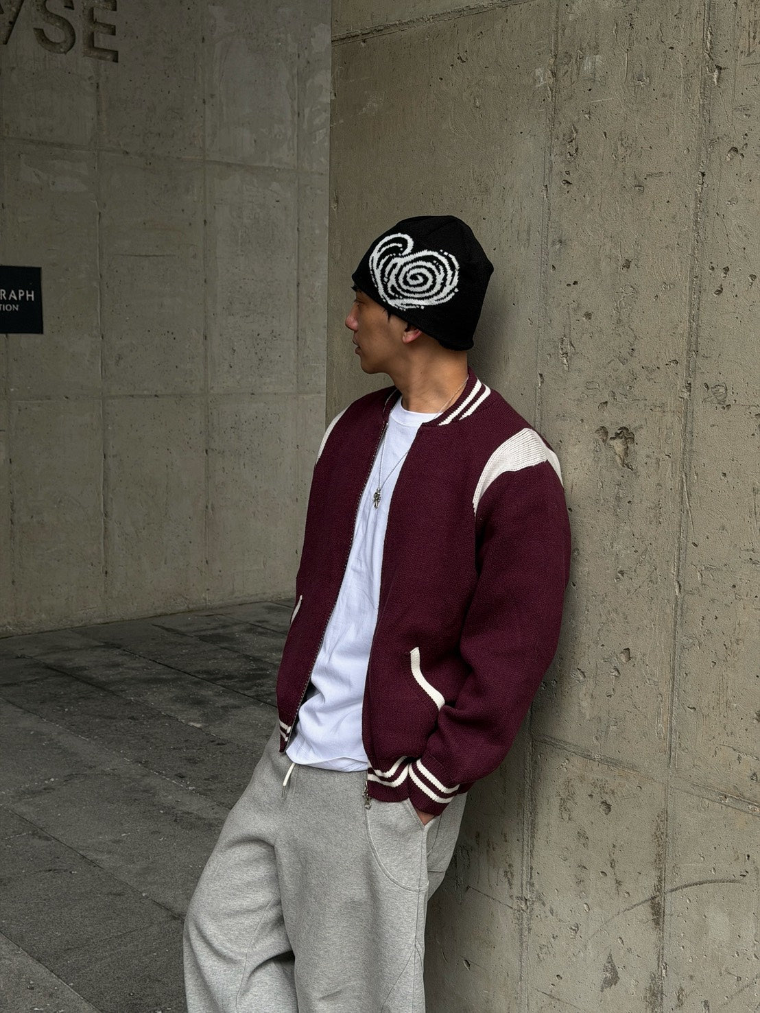 重磅棒球針織外套