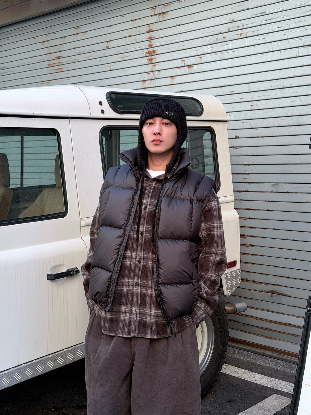 美式復古磨毛格紋襯衫