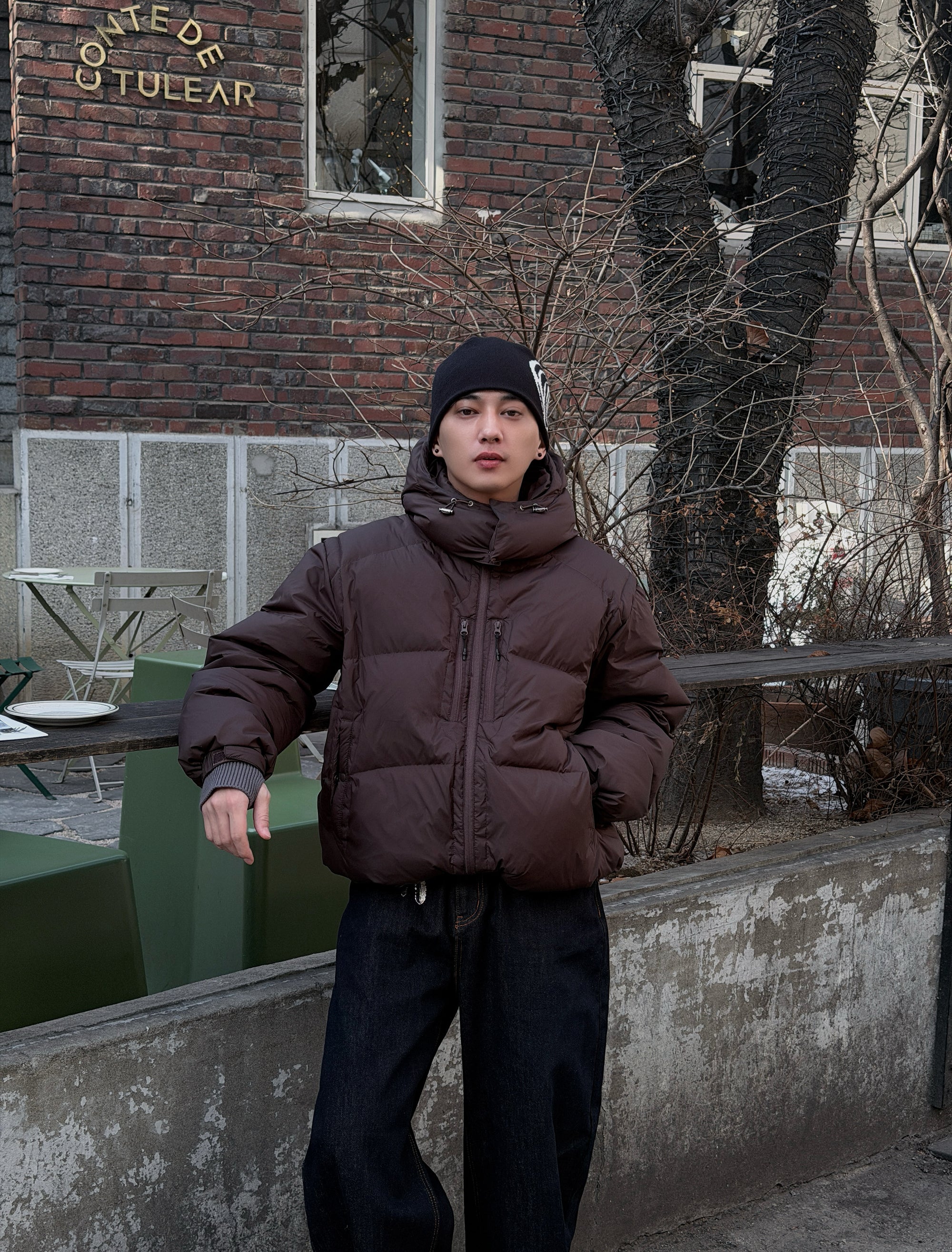 機能連帽防風羽絨外套