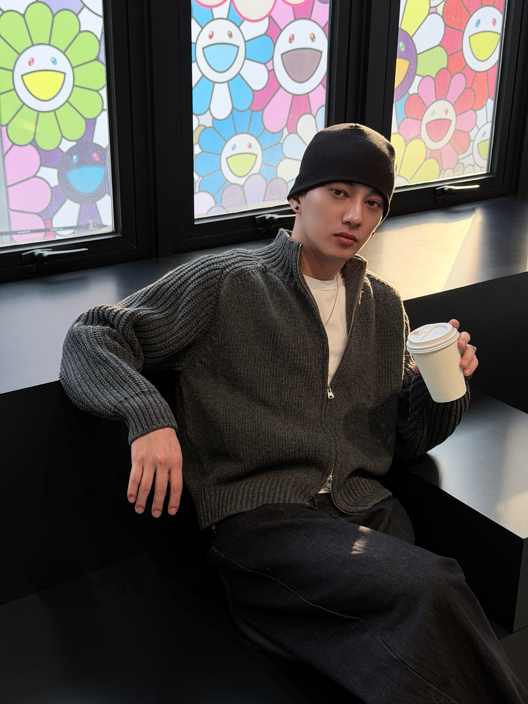 厚磅粗針織外套