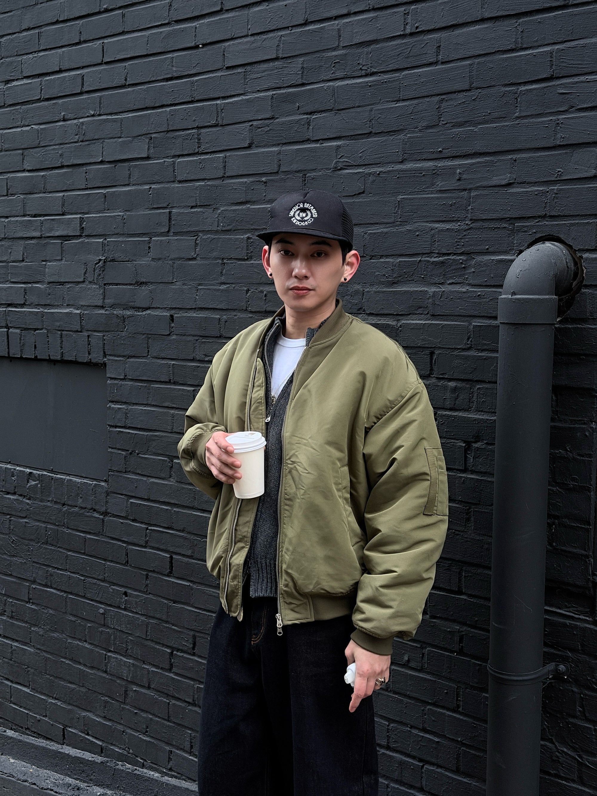 假兩件飛行連帽夾克(可拆式)