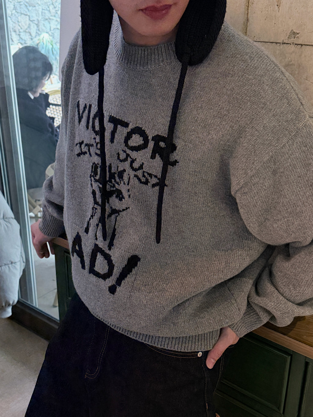 復古針織塗鴉毛衣