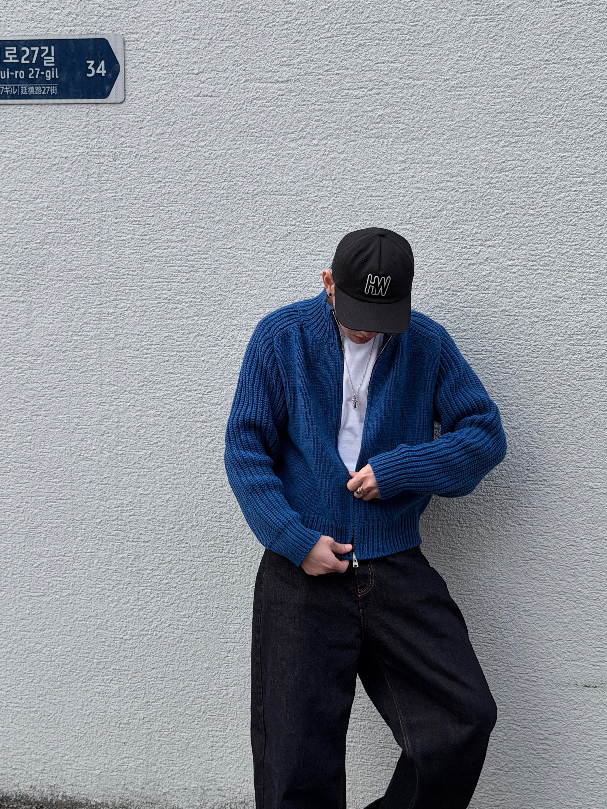 厚磅粗針織外套