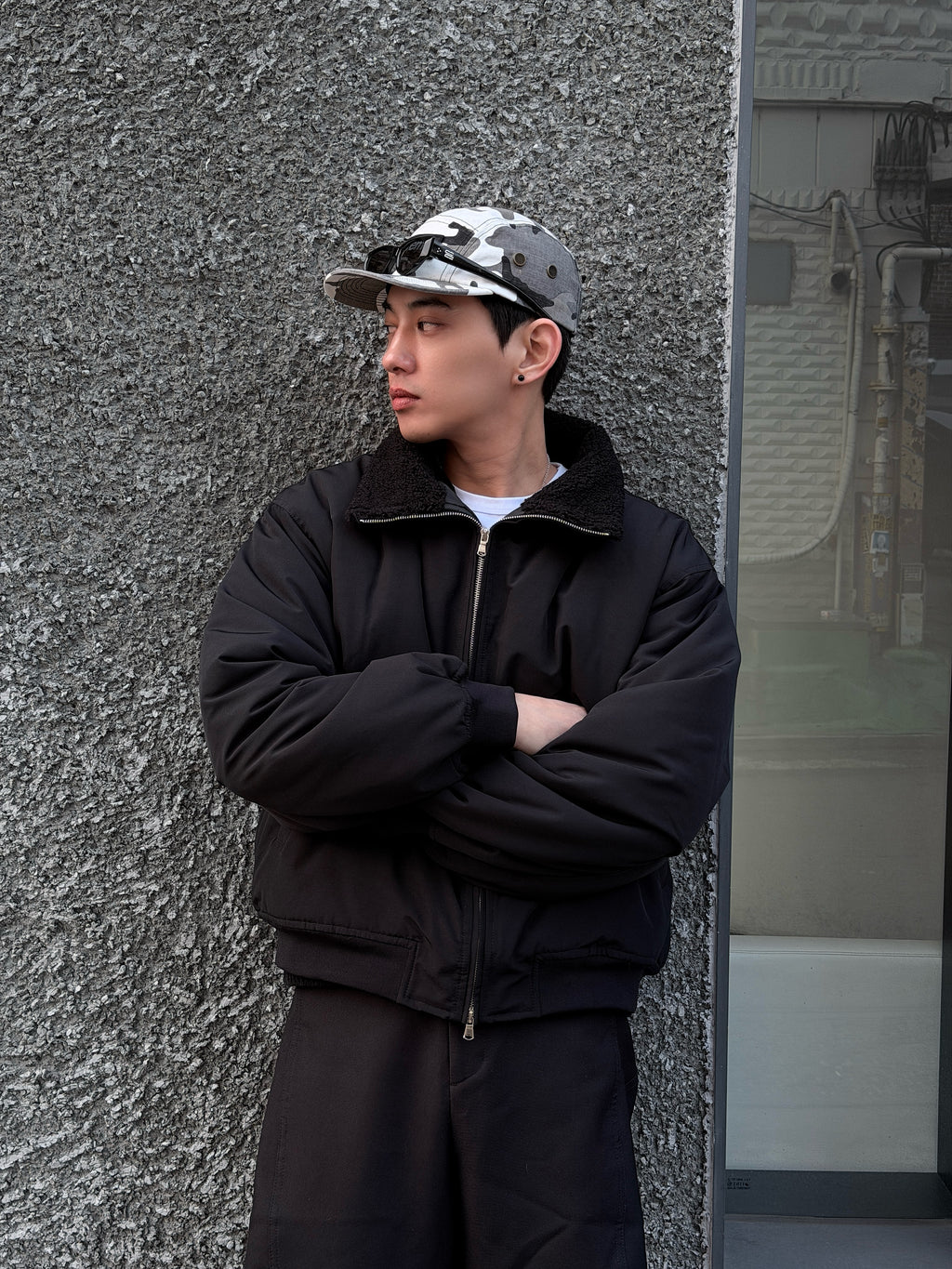 羊高領鋪棉夾克