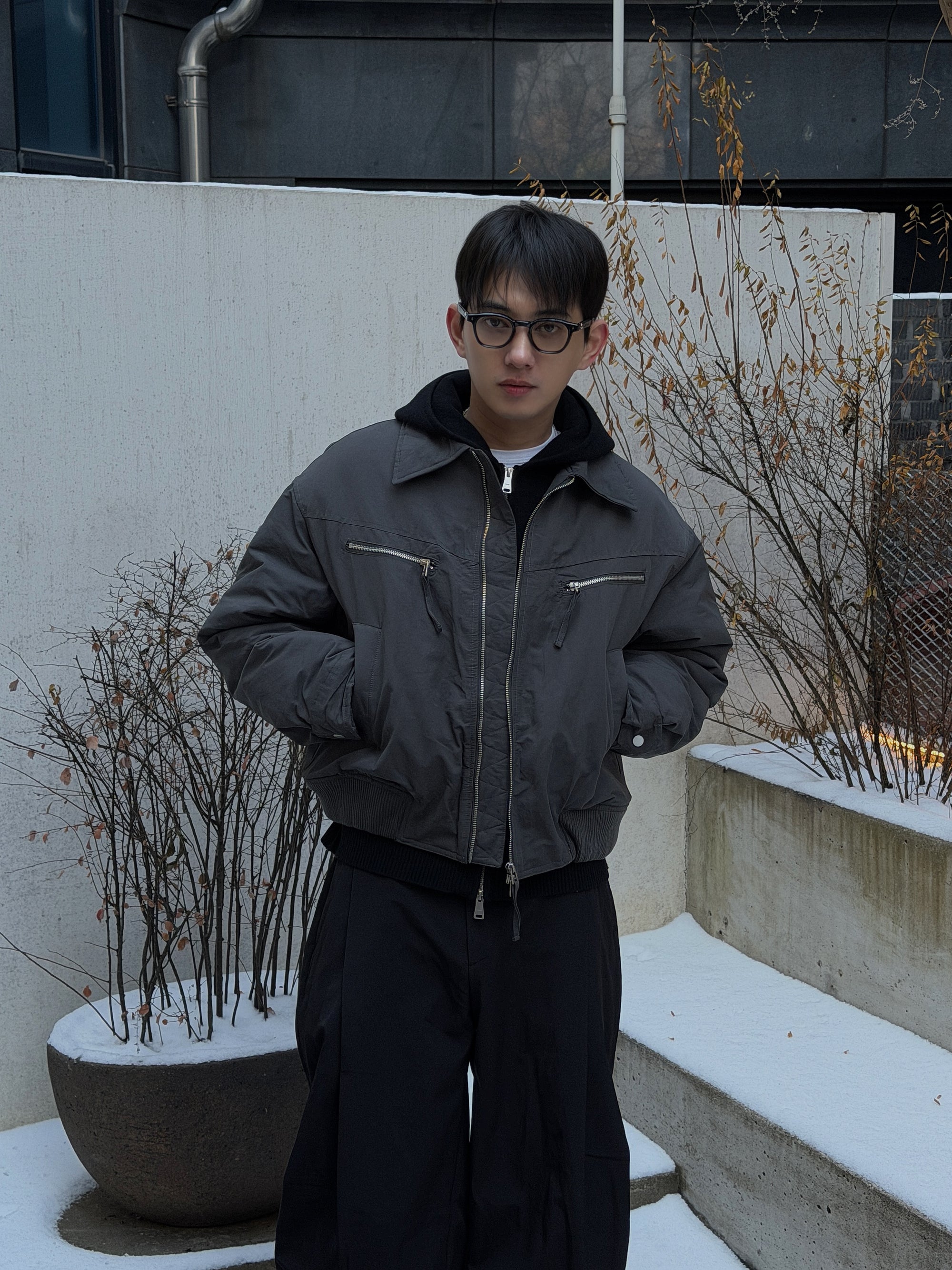 鋪棉工裝翻領夾克