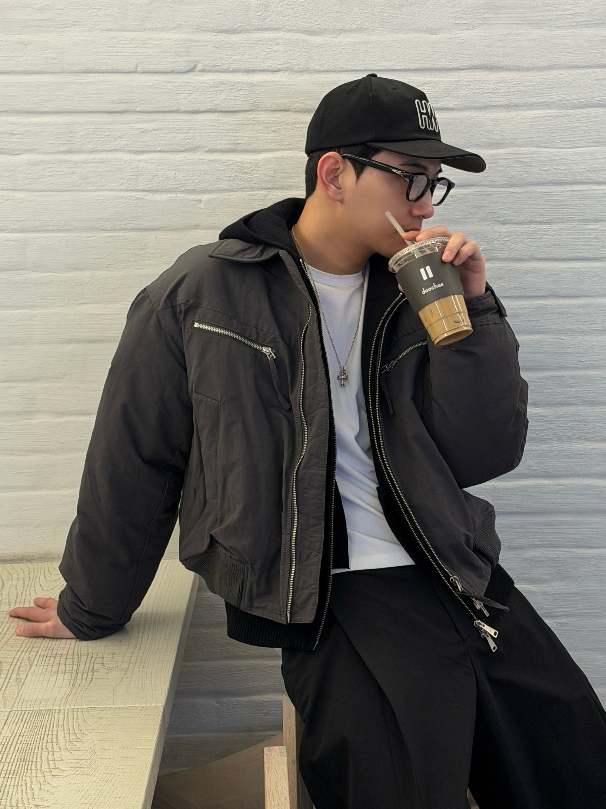 鋪棉工裝翻領夾克