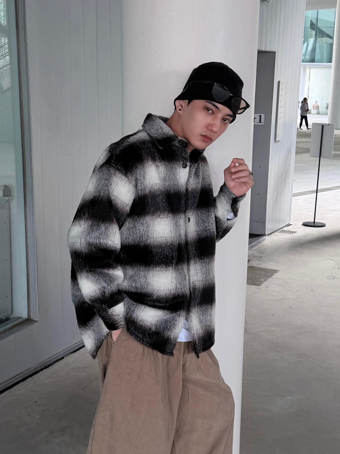 漸層磨毛格紋襯衫