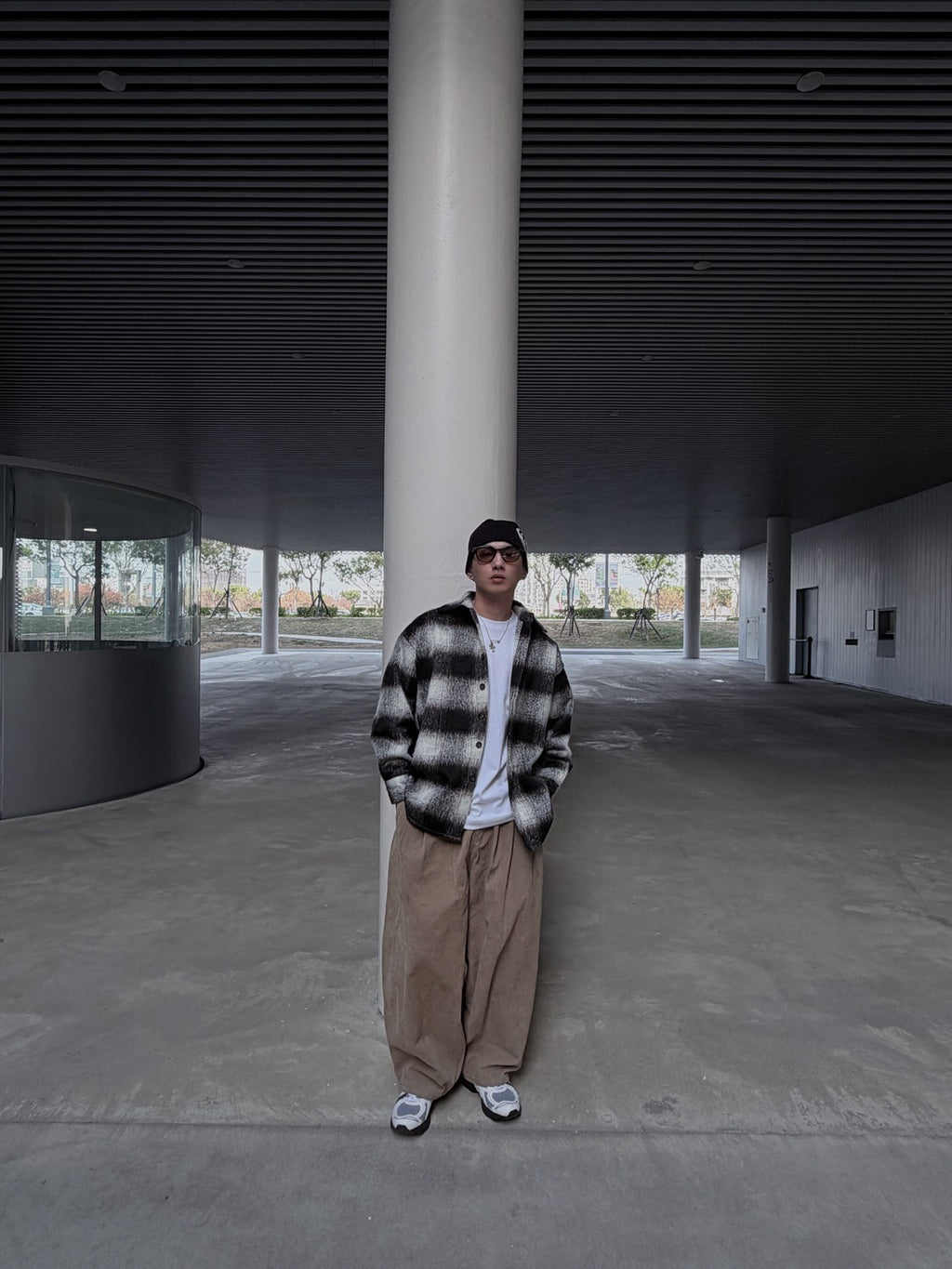 漸層磨毛格紋襯衫