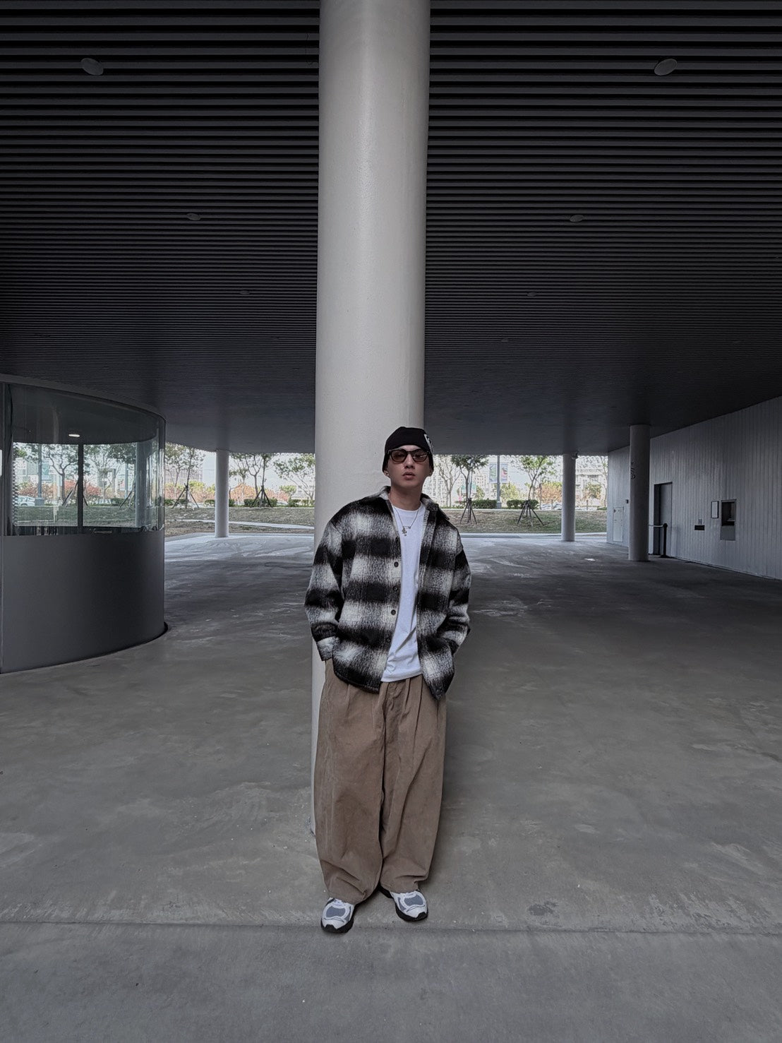 漸層磨毛格紋襯衫