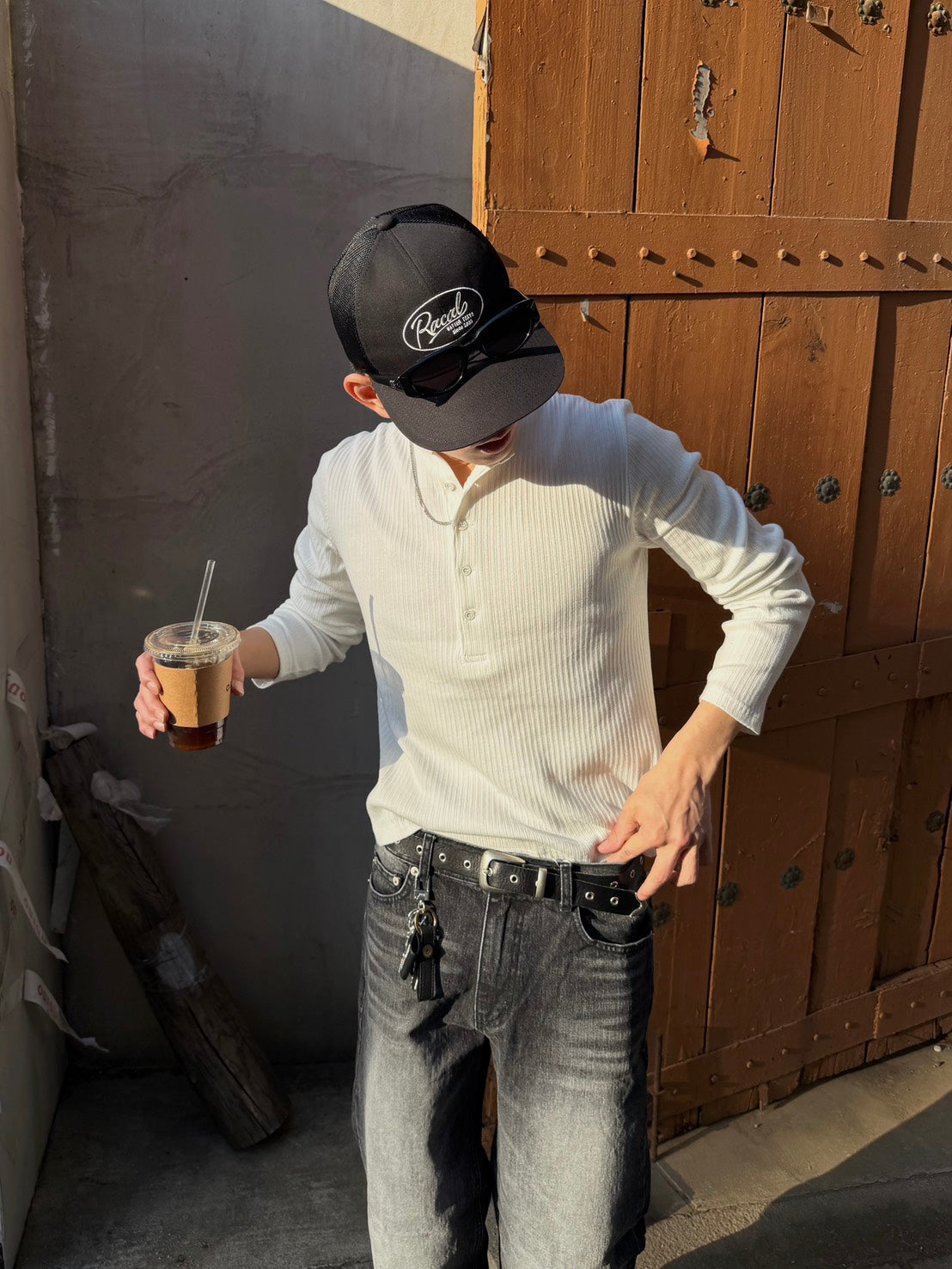 亨利領合身羅紋長袖