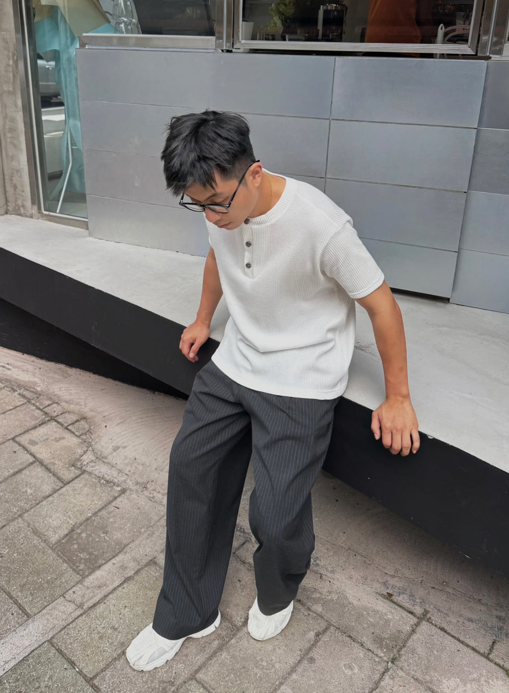 條紋直筒西裝褲