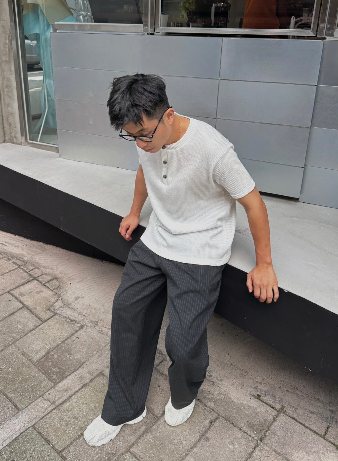 條紋直筒西裝褲