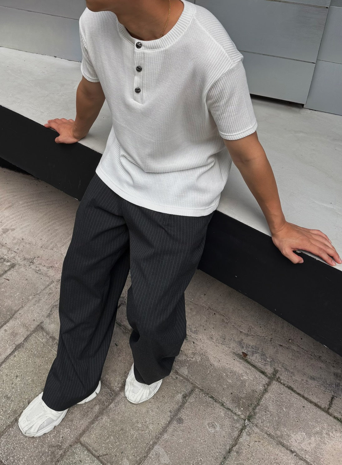 條紋直筒西裝褲