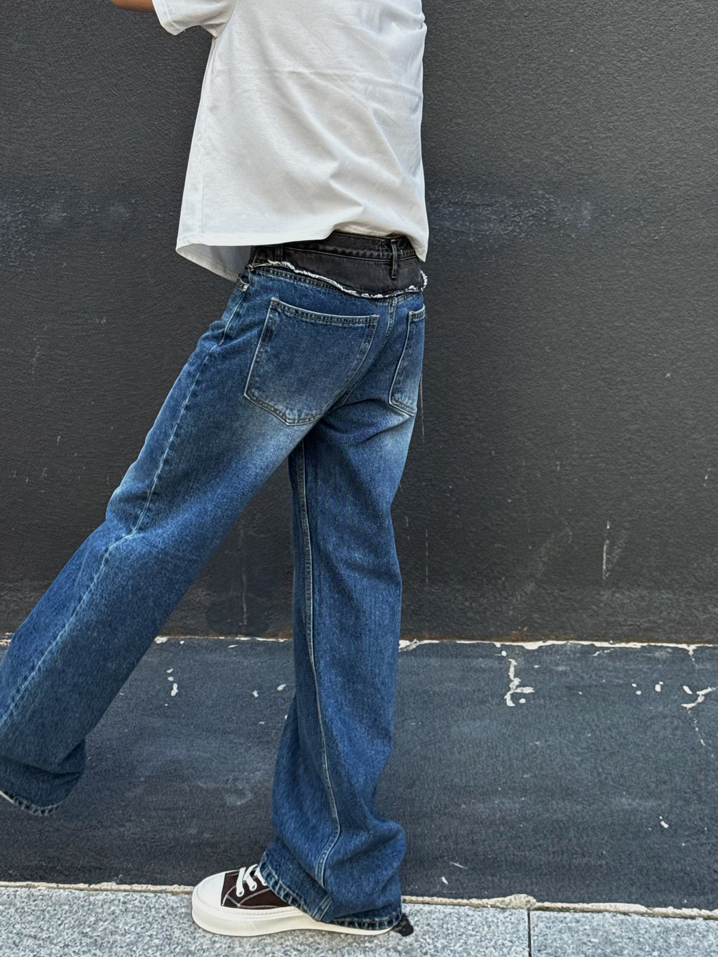 假兩件修身牛仔褲