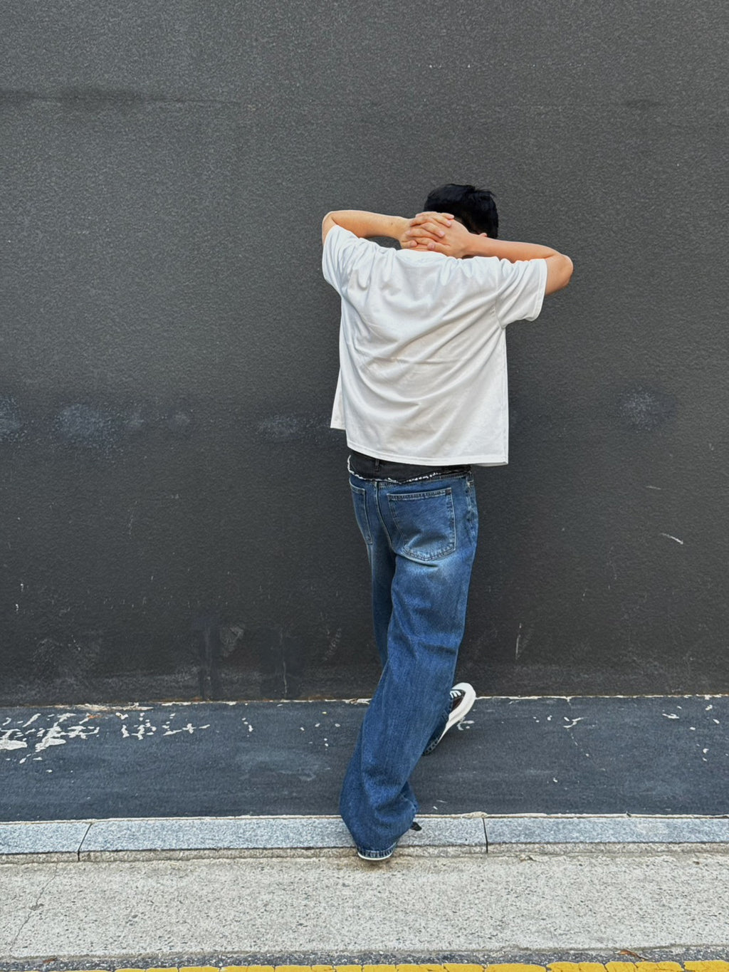 假兩件修身牛仔褲